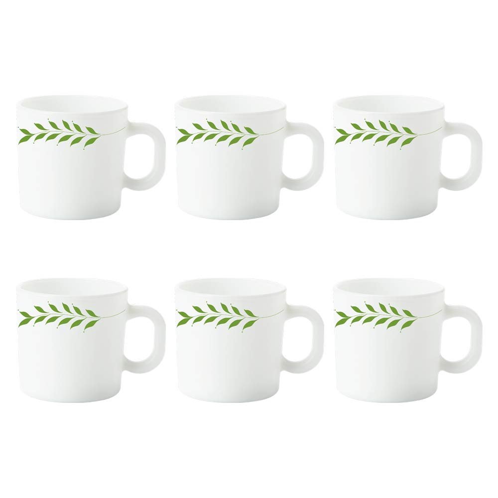 Larah by BOROSIL Botanica Opalware Mug Set (White) - 6-Pieces