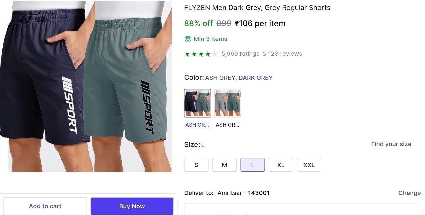 FLYZEN Men Dark Grey, Grey Regular Shorts Price in India - Buy FLYZEN Men Dark Grey, Grey Regular Shorts online at Shopsy.in