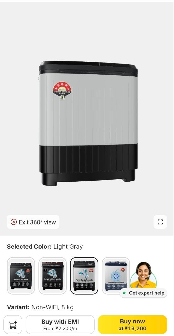 Samsung 8 kg Semi Automatic Top Load Black, Grey