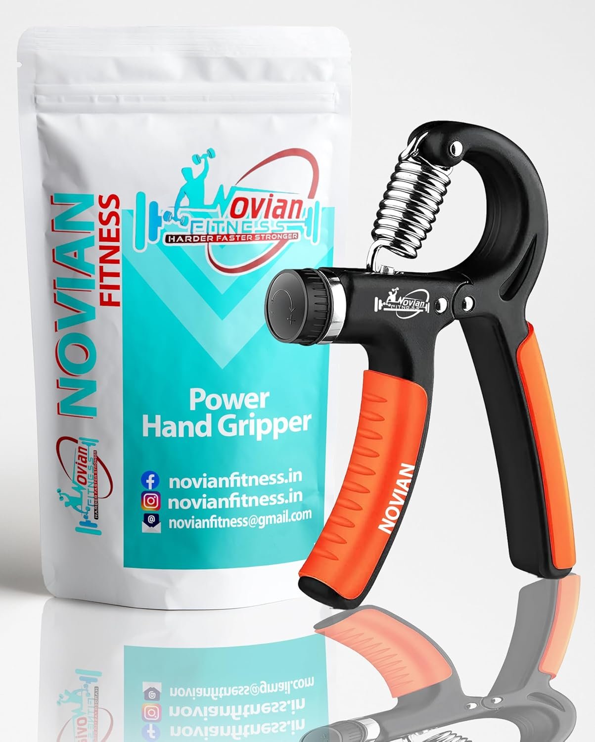 Power Hand Gripper | Adjustable Resistance | Strength Trainer for Fingers, Hand & Forearm | Non-Slip Grip | (Orange)