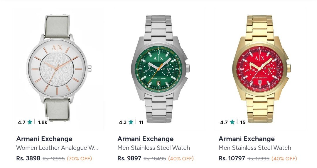 upto 70% off Armani Exchange Watches