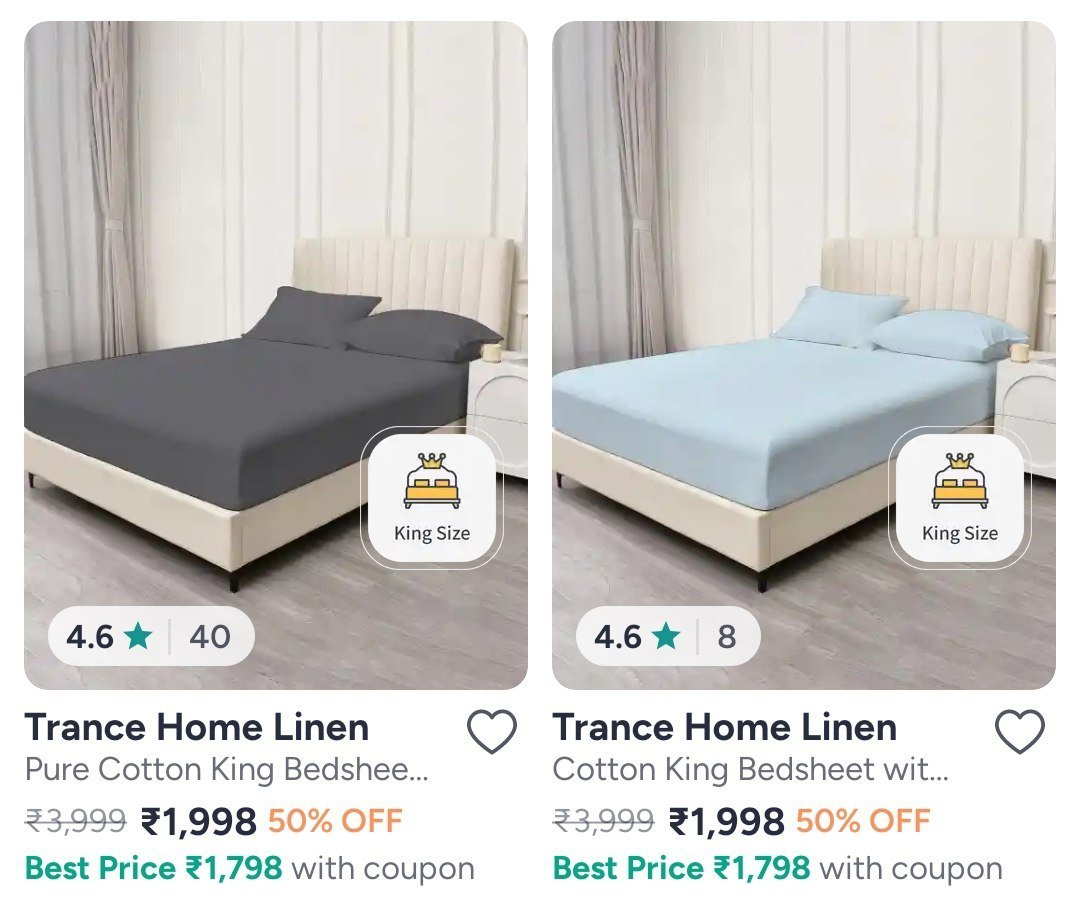 Home expressions, Trance Home Linen solid bedsheets min 50% Off🔥