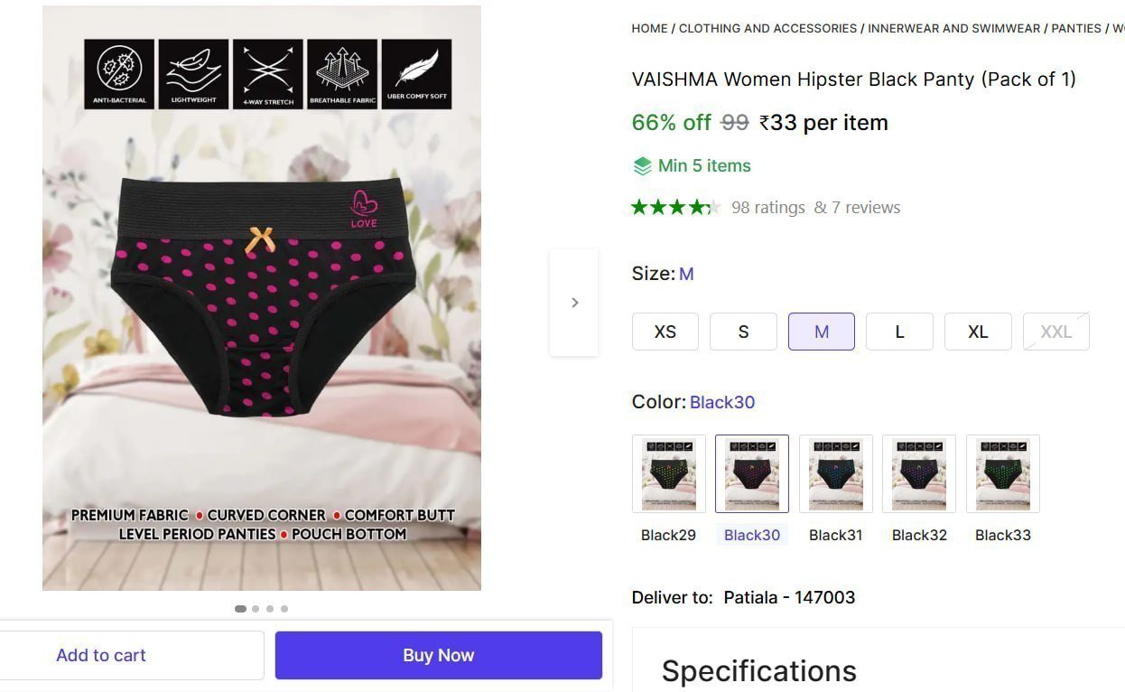 VAISHMA Women Hipster Black Panty Price in India - Buy VAISHMA Women Hipster Black Panty online at Shopsy.in
