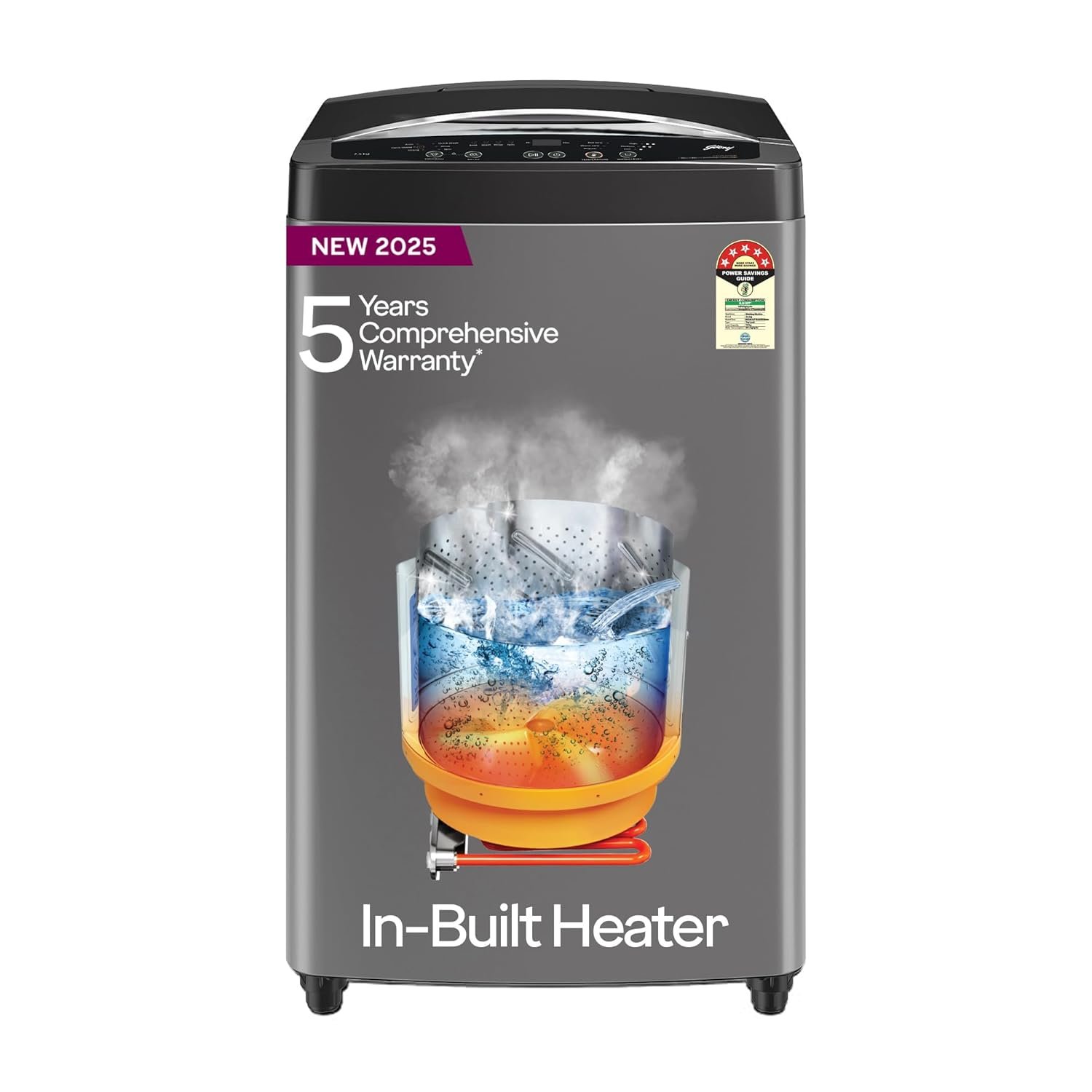 Godrej 7.5 Kg 5 Star, AI Powered, Inbuilt Heater Top Load Washing Machine
