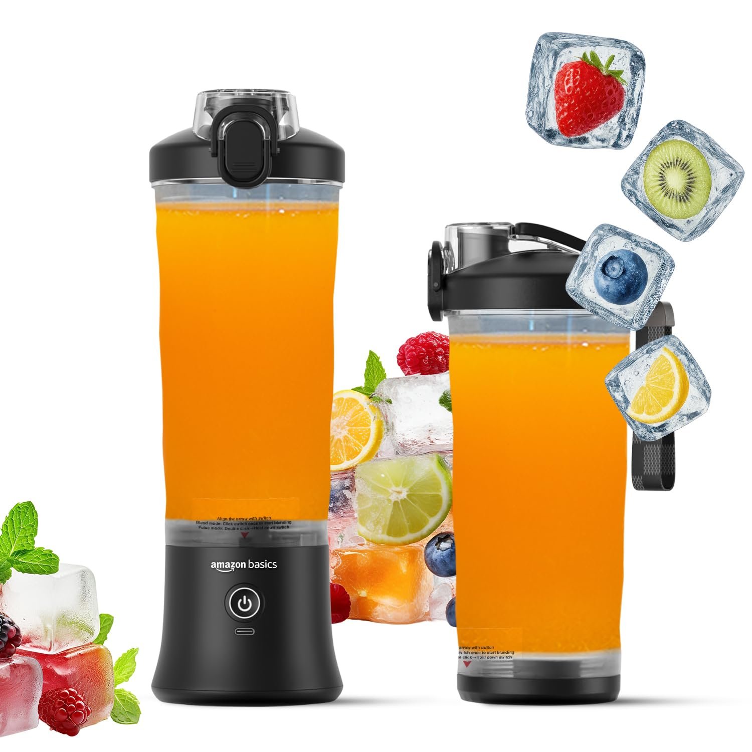 Amazon Basics Portable Hand Blender for Smoothies and Juices...