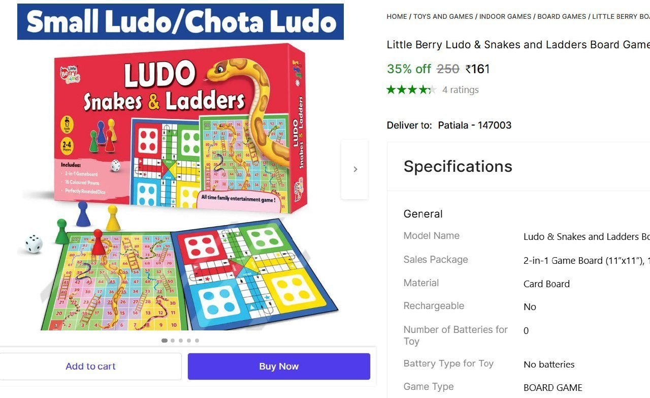 Ludo & Snakes and Ladders Board Game Set