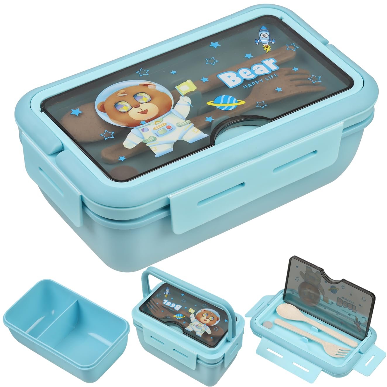 JAXHOM Kids Lunch Box with Spoon & Fork