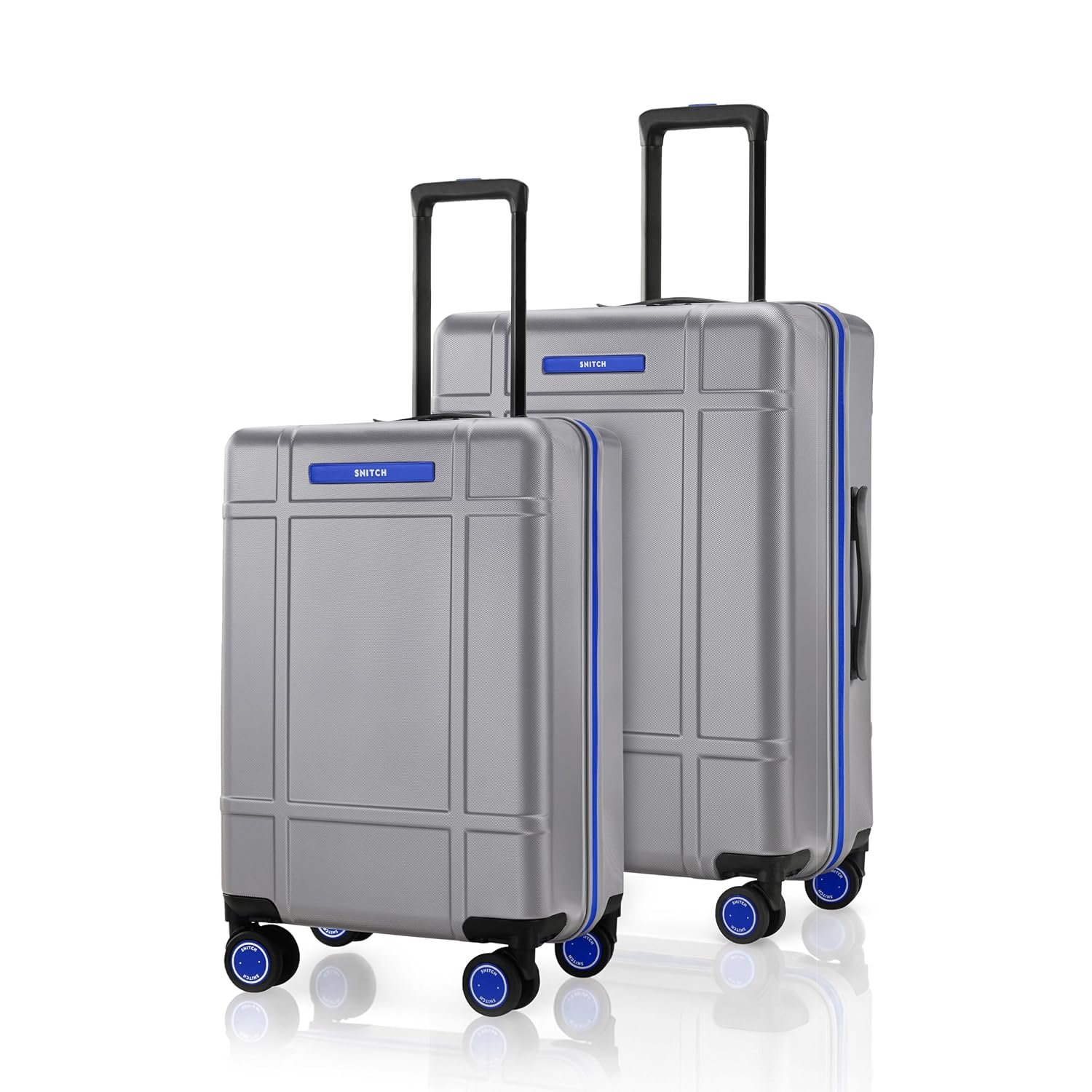 SNITCH Blink 2Pc Set Silver Hard Travel Suitcase - Trolley Bag Set
