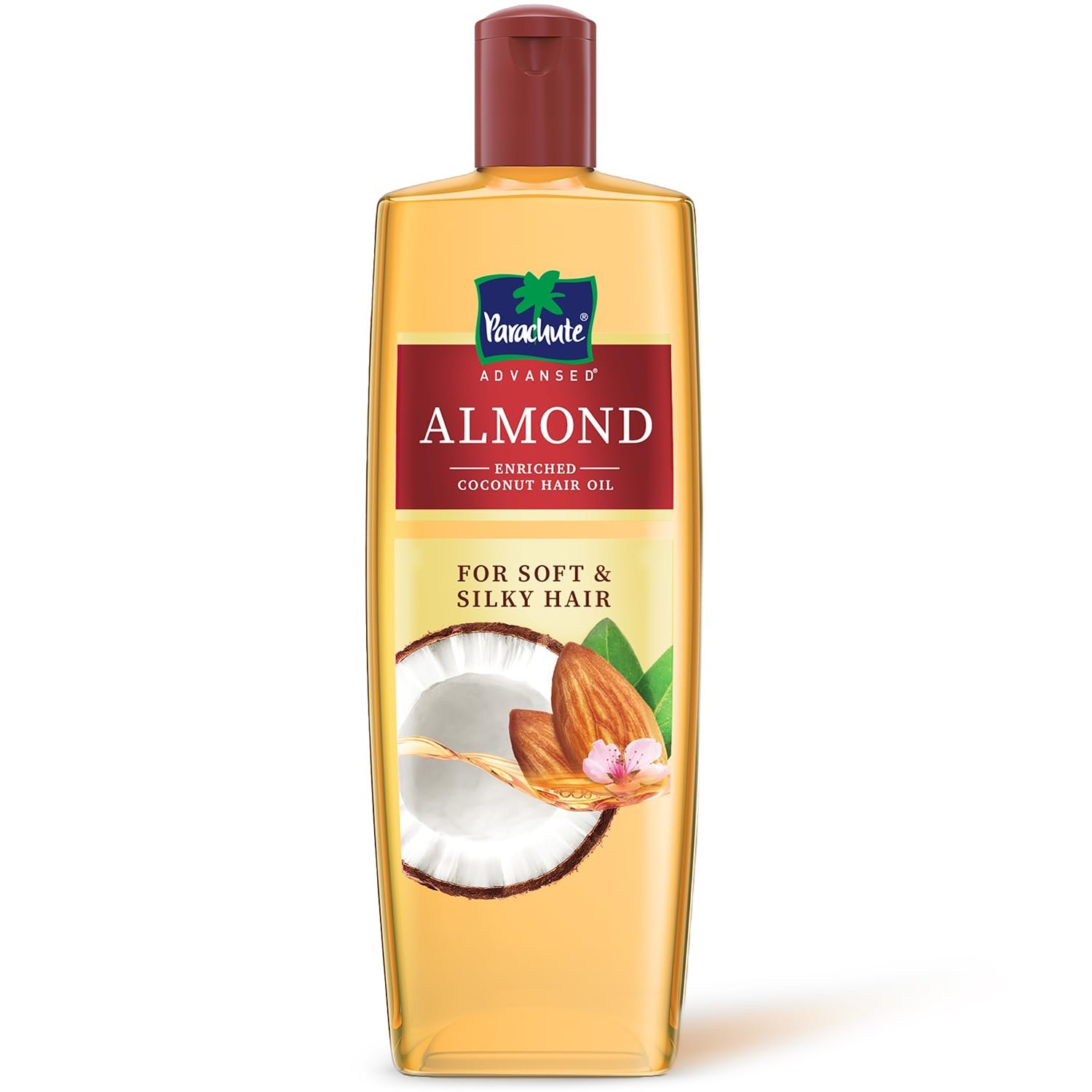 Parachute Advansed Almond enriched Coconut Hair Oil with Vitamin E 300ml|Nourishes & Softens Hair | Helps Control Hair Fall| Helps Promotes Hair Growth | Up to 2x Softer Hair|Non-Sticky Formula| D