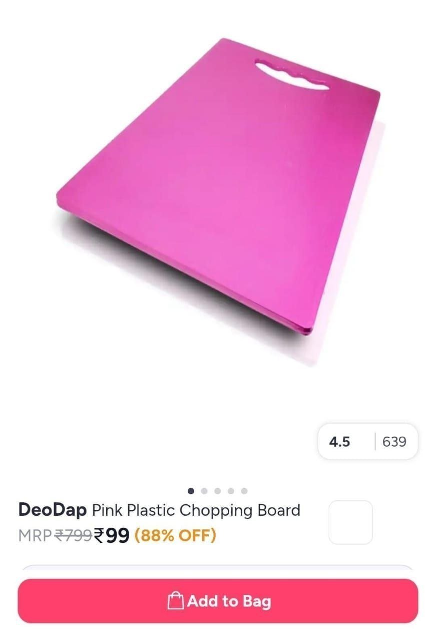 Buy DeoDap Pink Plastic Chopping Board -  - Home for Unisex