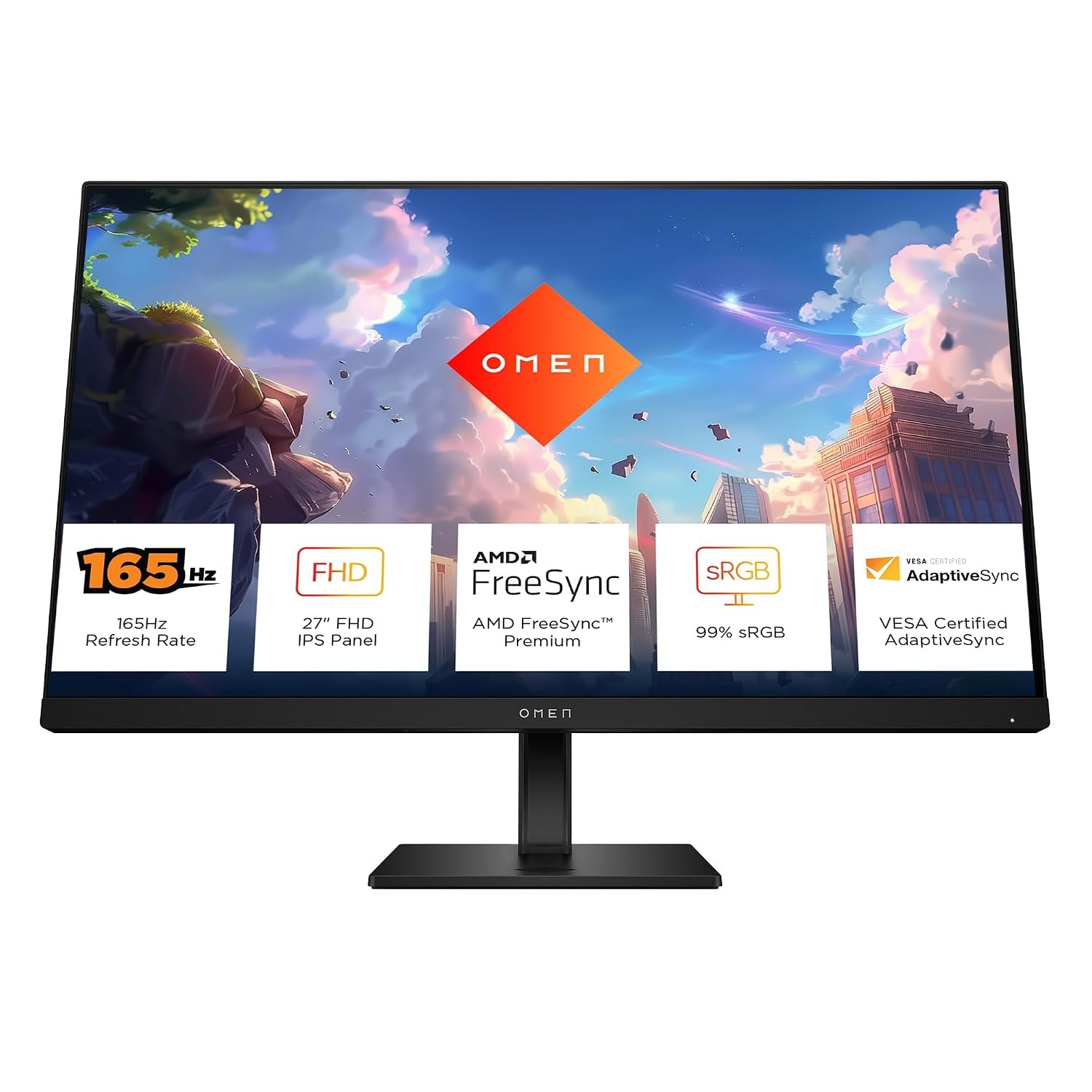 HP OMEN 27 inch FHD 165Hz Gaming Monitor,(68.6cm),FHD(1920 x 1080),400 nits,Pivot-Rotation,Anti-Glare, Eye Ease,8.08kg