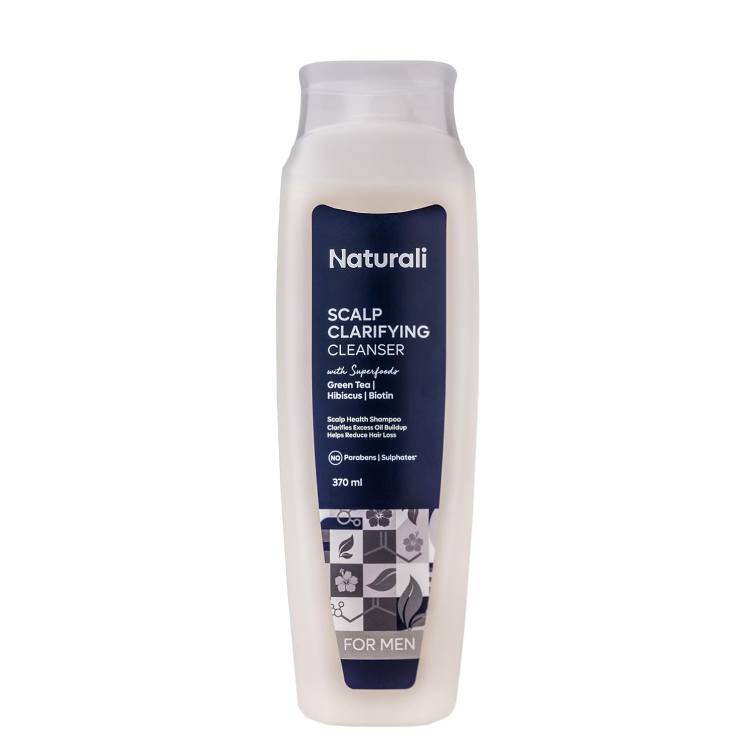Naturali Scalp Clarifying Anti-Dandruff Shampoo | Derma Approved Shampoo with Green Tea, Hibiscus & Biotin | Reduces Dandruff & Hair Fall | Sulphate-Free Daily Care for All Hair Types | 370 ml