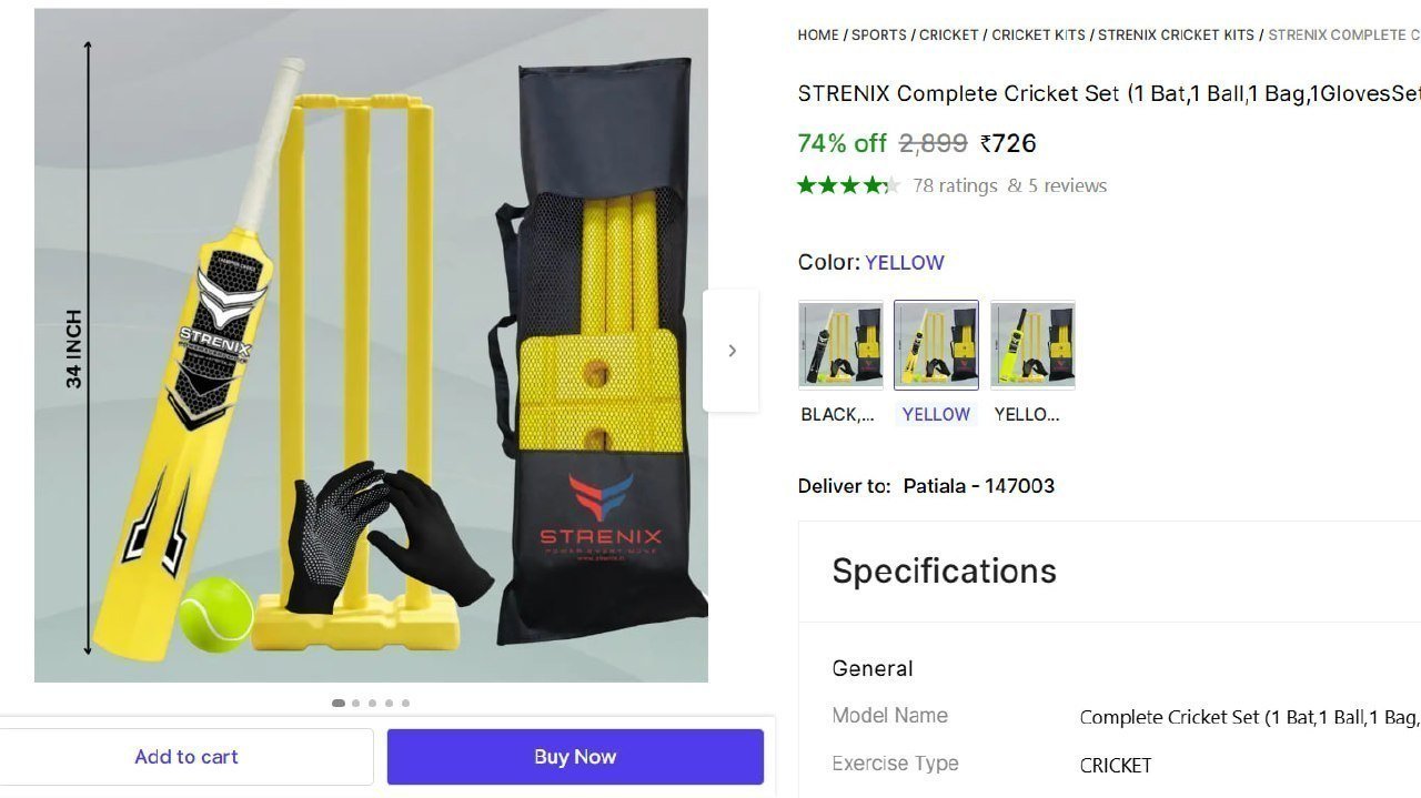 STRENIX Complete Cricket Set (1 Bat,1 Ball,1 Bag,1GlovesSet, Stump Set) For Champions Cricket Kit Price in India - Buy STRENIX Complete Cricket Set (1 Bat,1 Ball,1 Bag,1GlovesSet, Stump Set) For Champ