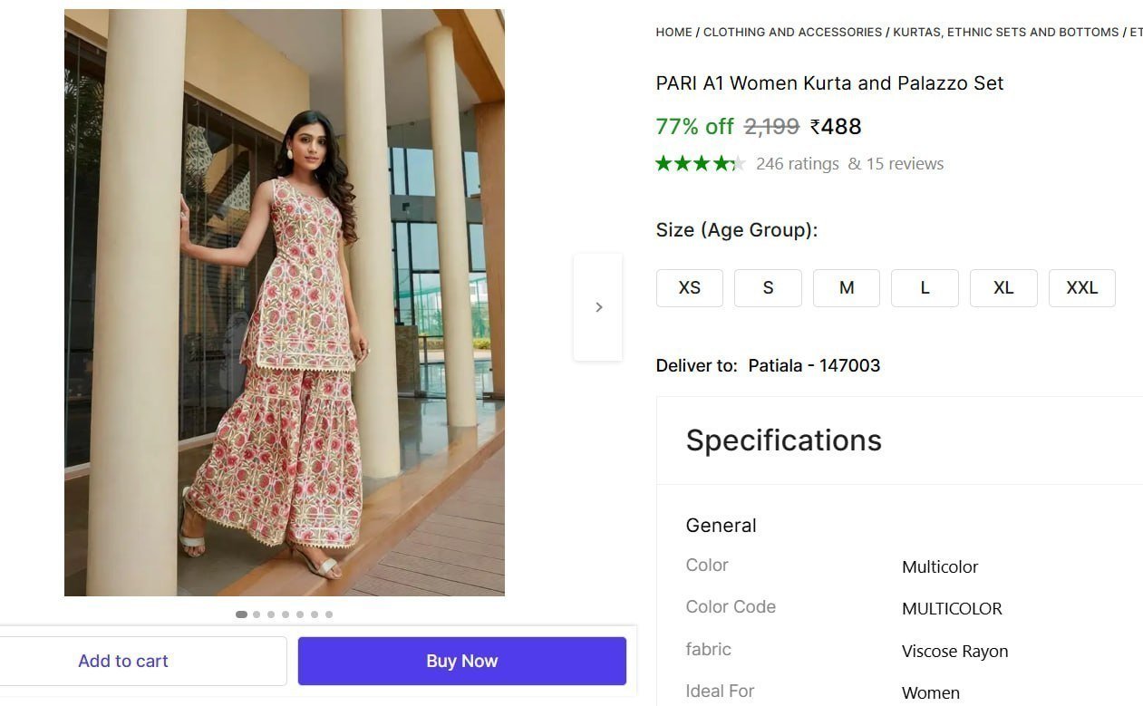 PARI A1 Women Kurta and Palazzo Set Price in India - Buy PARI A1 Women Kurta and Palazzo Set online at Shopsy.in