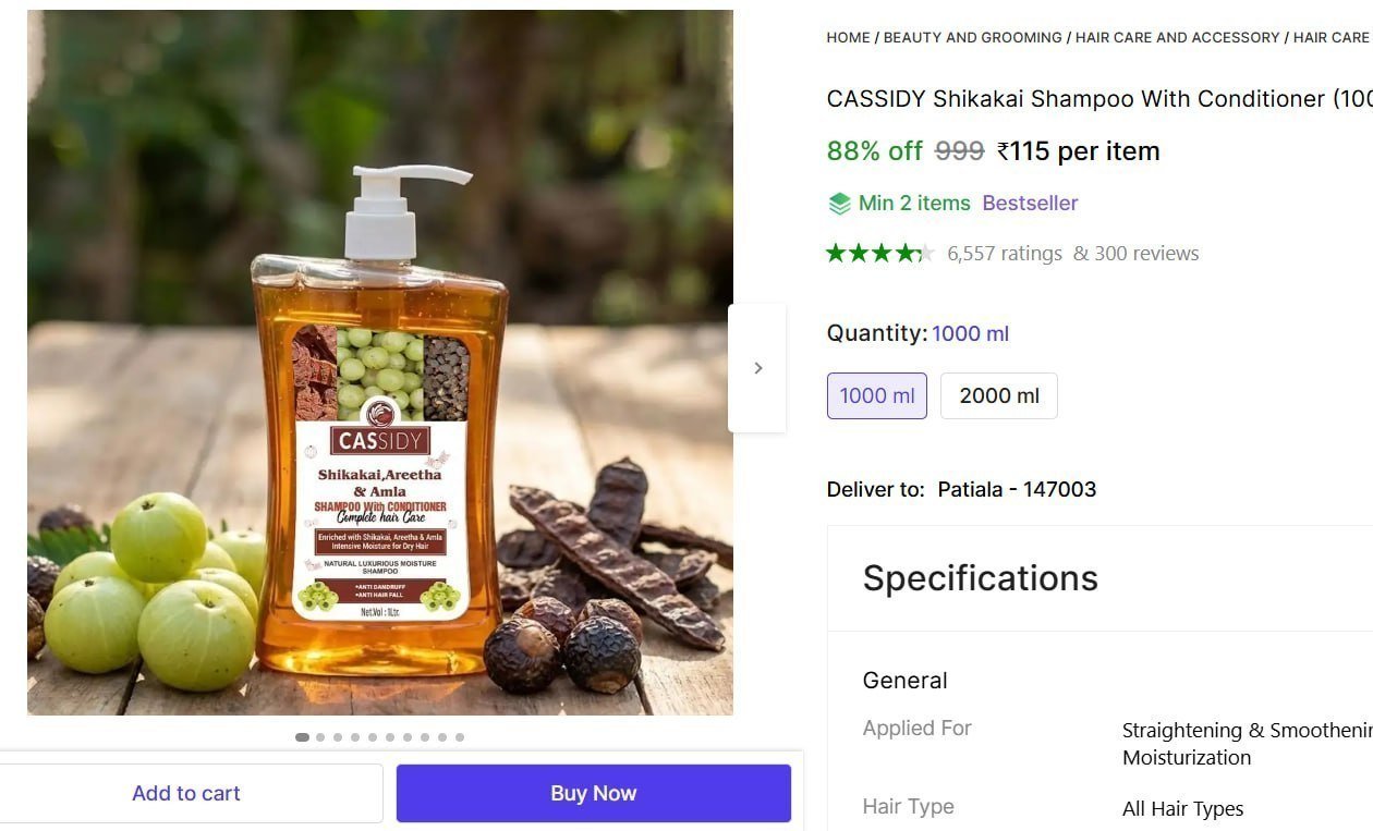 CASSIDY Shikakai Shampoo With Conditioner Price in India - Buy CASSIDY Shikakai Shampoo With Conditioner online at Shopsy.in