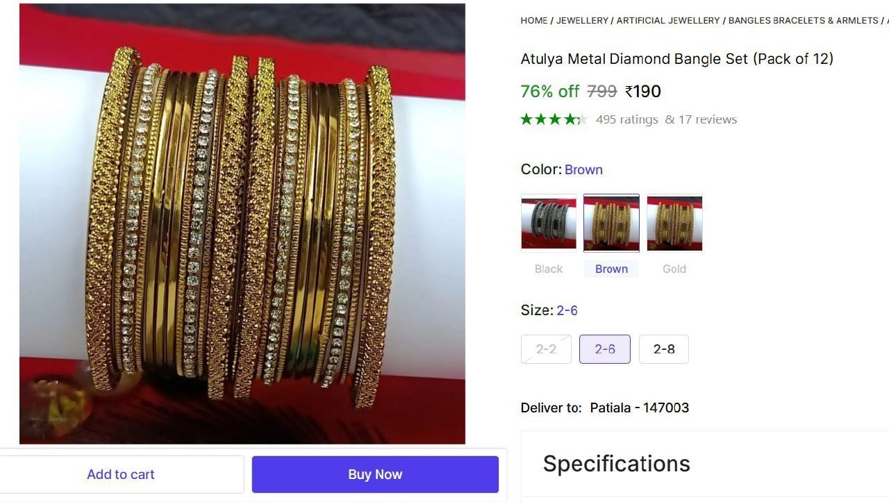 Atulya Metal Diamond Bangle Set Price in India - Buy Atulya Metal Diamond Bangle Set online at Shopsy.in