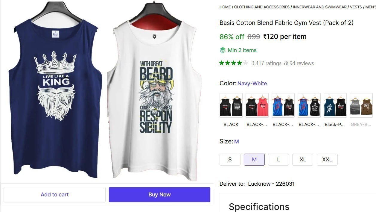 Basis Cotton Blend Fabric Gym Vest Price in India - Buy Basis Cotton Blend Fabric Gym Vest online at Shopsy.in