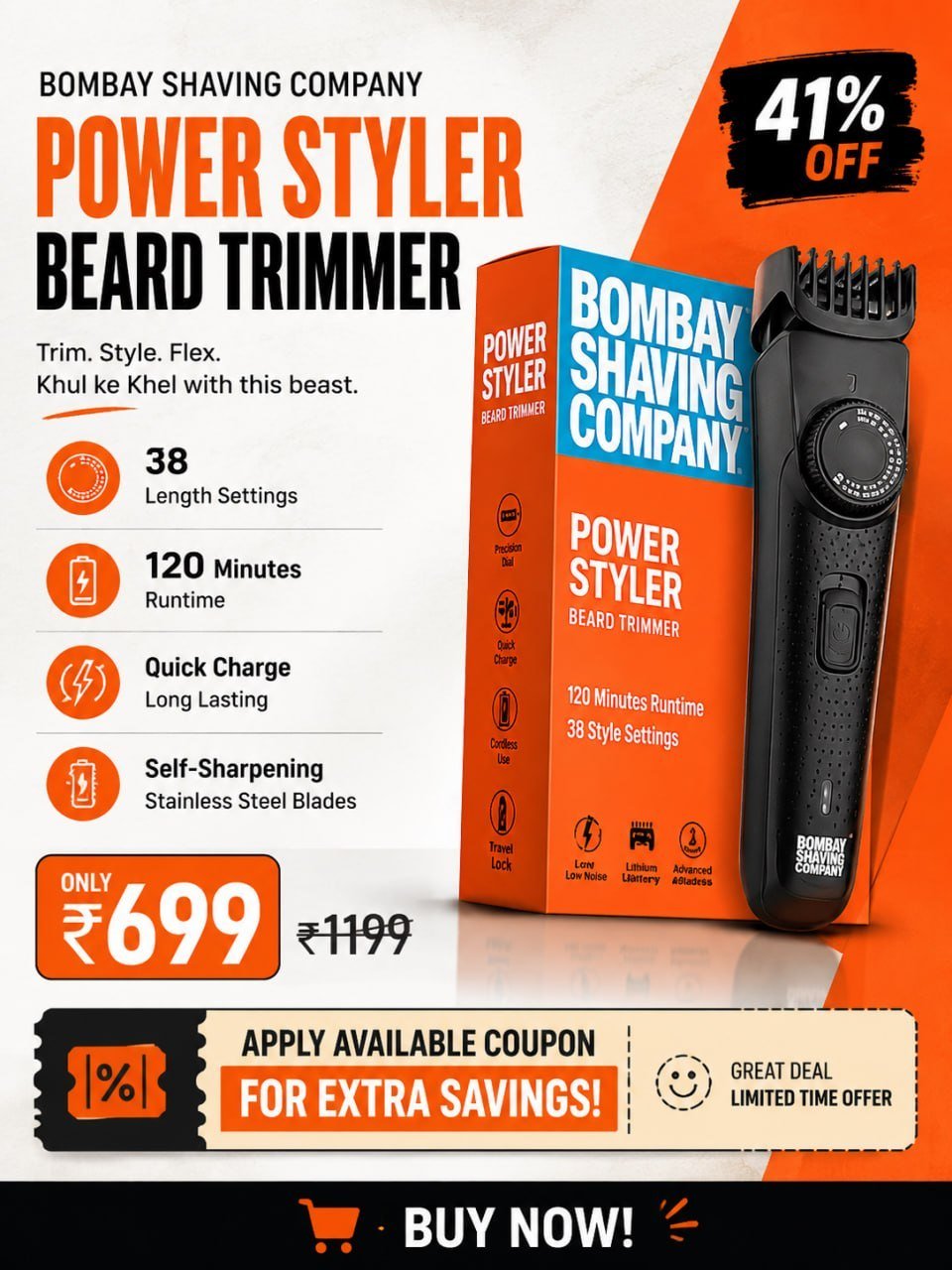 Bombay Shaving Company Power Styler Beard Trimmer