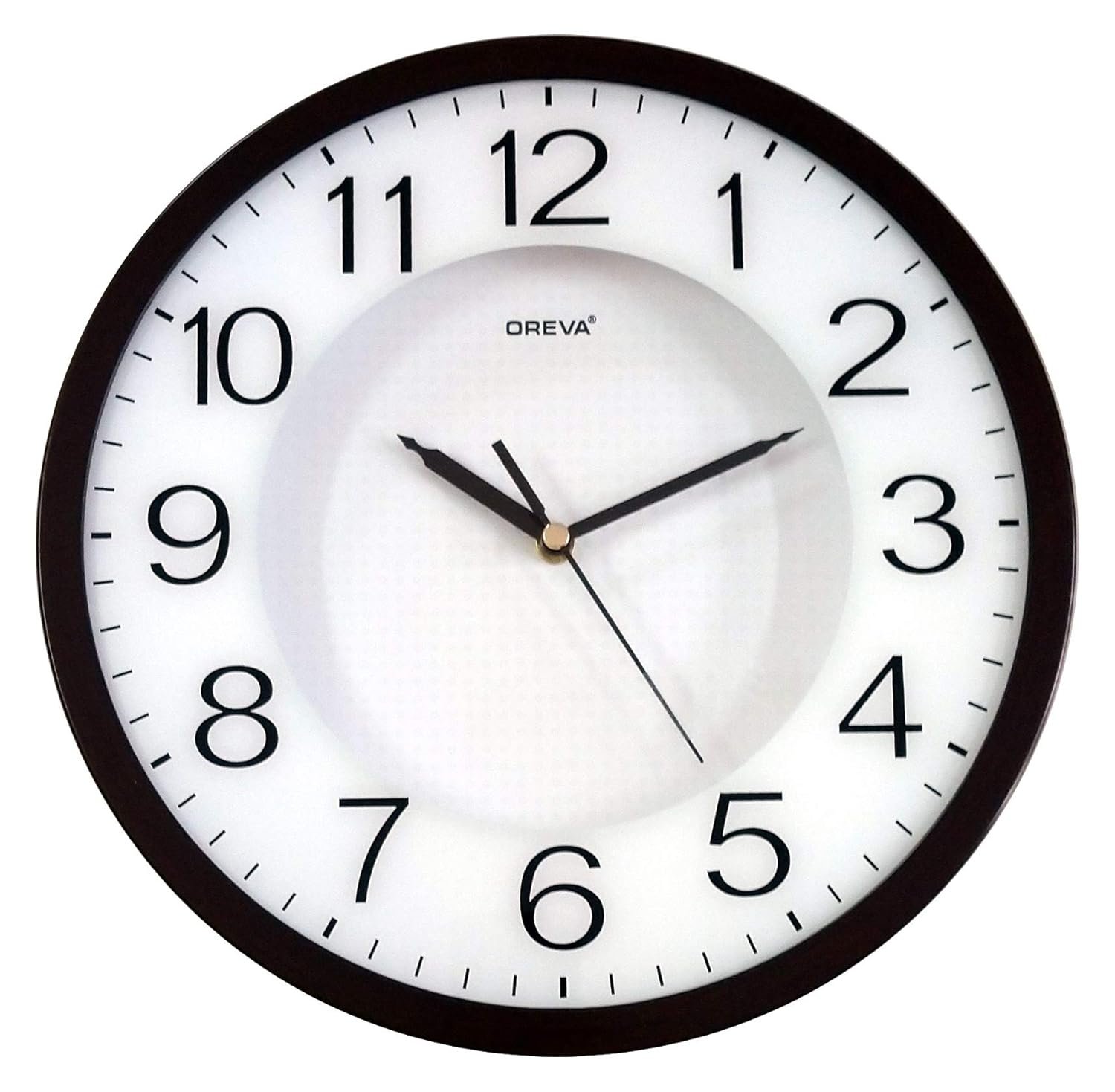 OREVA Round Plastic Analog Abstract Wall Clock (30.6 cm x 4.4 cm x 30.6 cm, D Wood, AQ-1457)