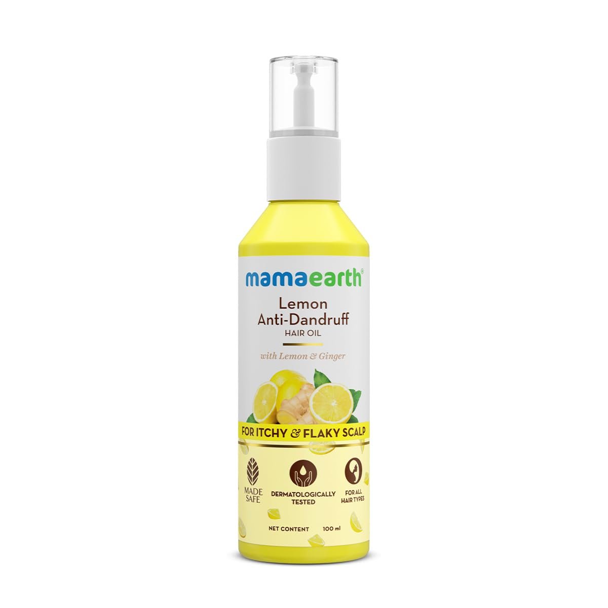 Mamaearth Lemon Anti-Dandruff Hair Oil for Flaky Scalp 100ml|Scalp Irritation Relief|Nourishes Scalp & Hair|Contains Lemon, Ginger, Apiscalp (Clinically Proven), Svetakutaja Oil, Neem, Salicylic A
