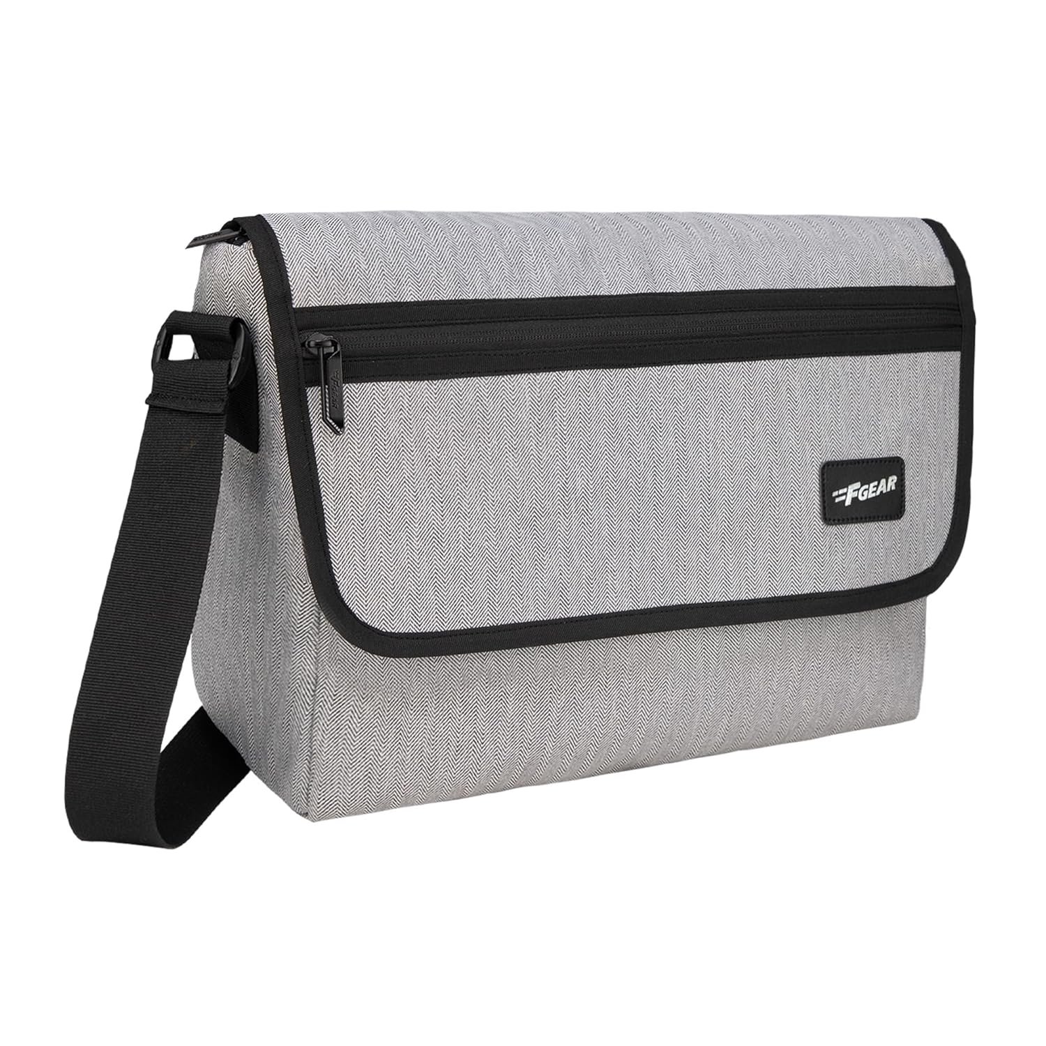 F Gear Kyoto Grey 8L Premium Tablet Sling Bag | Melange Herringbone Fabric | Fits 15” Laptop/Tablet | Lightweight, 1 Compartment & 2 Pockets | Ideal for Work, College, Daily Commute & Travel