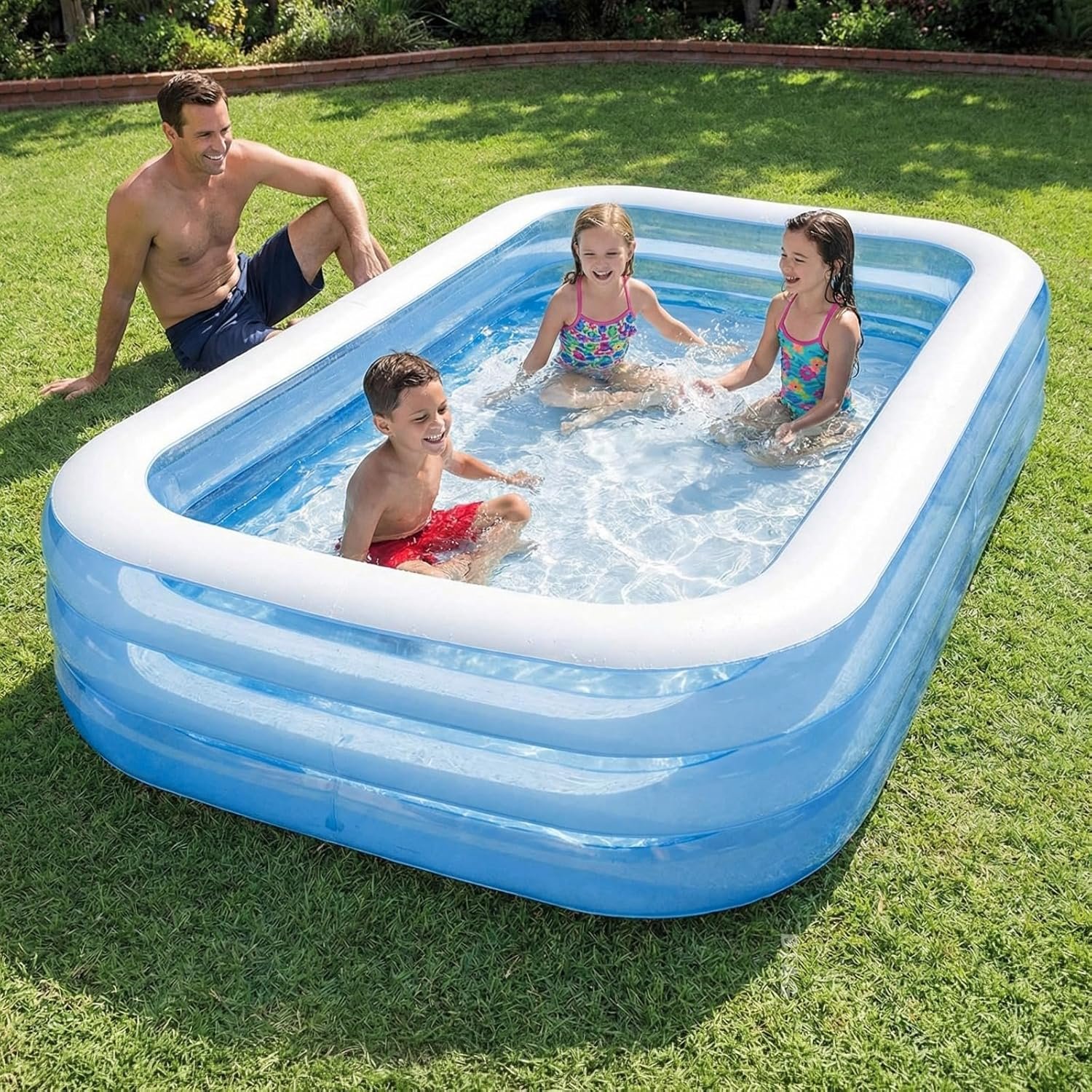 Btag Premium Inflatable Family Swimming Pool for Kids & Adults | Extra-Large 10 Feet 3-Layer Striped Bath Tub Without Pump, 120×72×22 Inch for Home & Outdoor Use