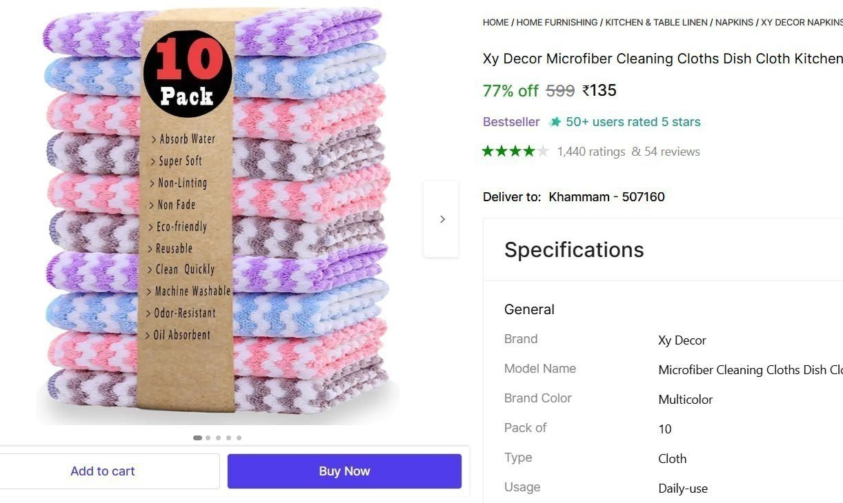 Xy Decor Microfiber Cleaning Cloths Dish Cloth Kitchen Rag 10 x10 Inch Multicolor Napkins Price in India - Buy Xy Decor Microfiber Cleaning Cloths Dish Cloth Kitchen Rag 10 x10 Inch Multicolor Napkins