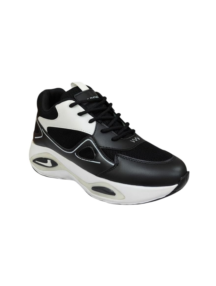 Sports Shoes for Men, Black, Synthetic Leather, Low Top, Lace-Up, Flat
