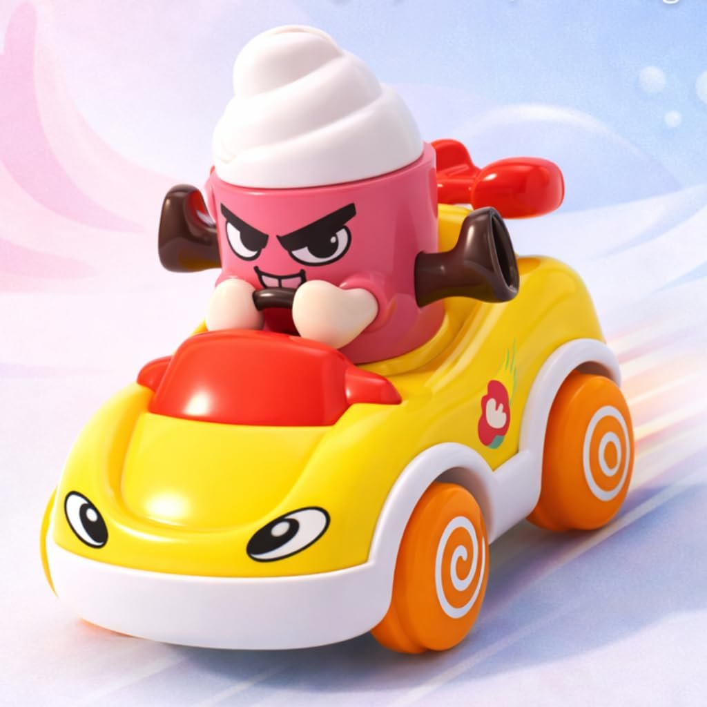 Storio Foodie Toy Car - Mr Icecream | Friction Powered Vehicle for 1–3 Year Old Boys & Girls | Push & Go Baby Car Toy | Cartoon Car for Toddlers 12–18 Months | Safe Durable Educational Toy for
