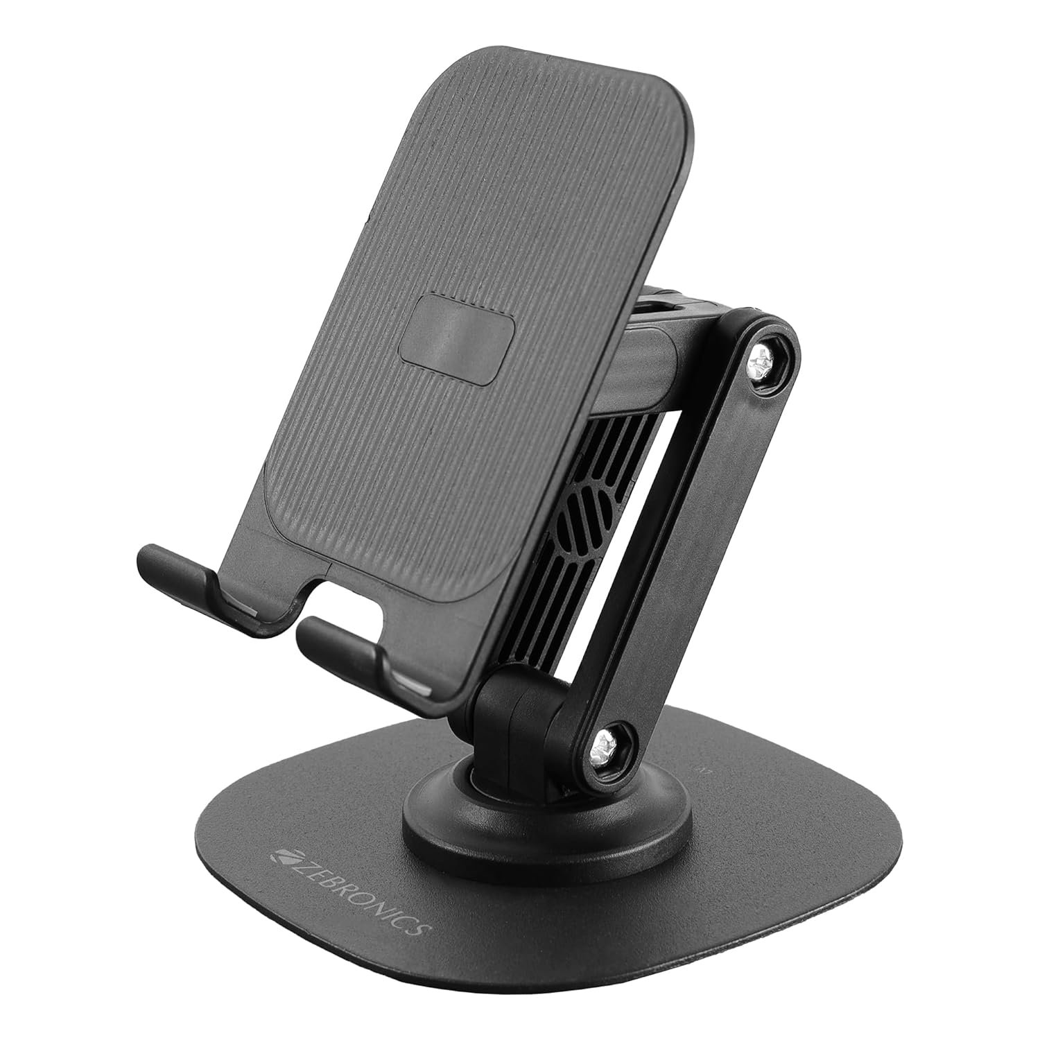 ZEBRONICS MTS200, Foldable Mobile Holder, Upto 9.6 inches, 360° Rotatable, Stepless Multi Angle Adjustment, Anti-Skid Base & Resting pad, Lightweight & Handy, Compatible with Mobile & Tabl