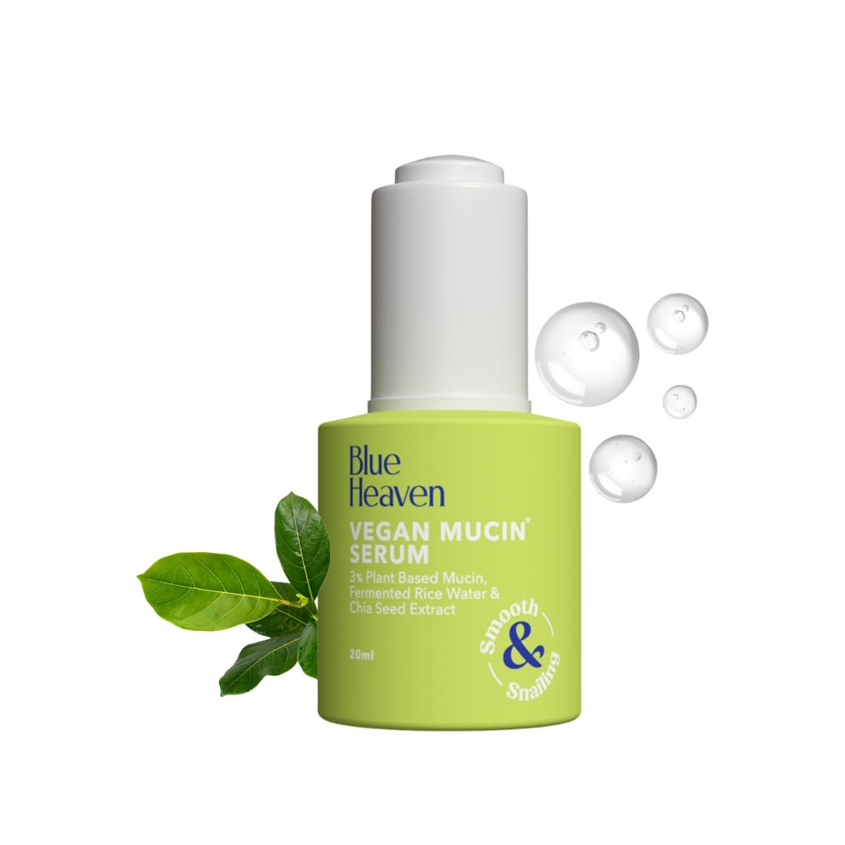 Blue Heaven Vegan Mucin Face Serum Infused with 3% Pant Based Mucin | Moisturizes & Improves Skin Texture | Korean Glass Like Skin Glow Face Serum for Women 20ml