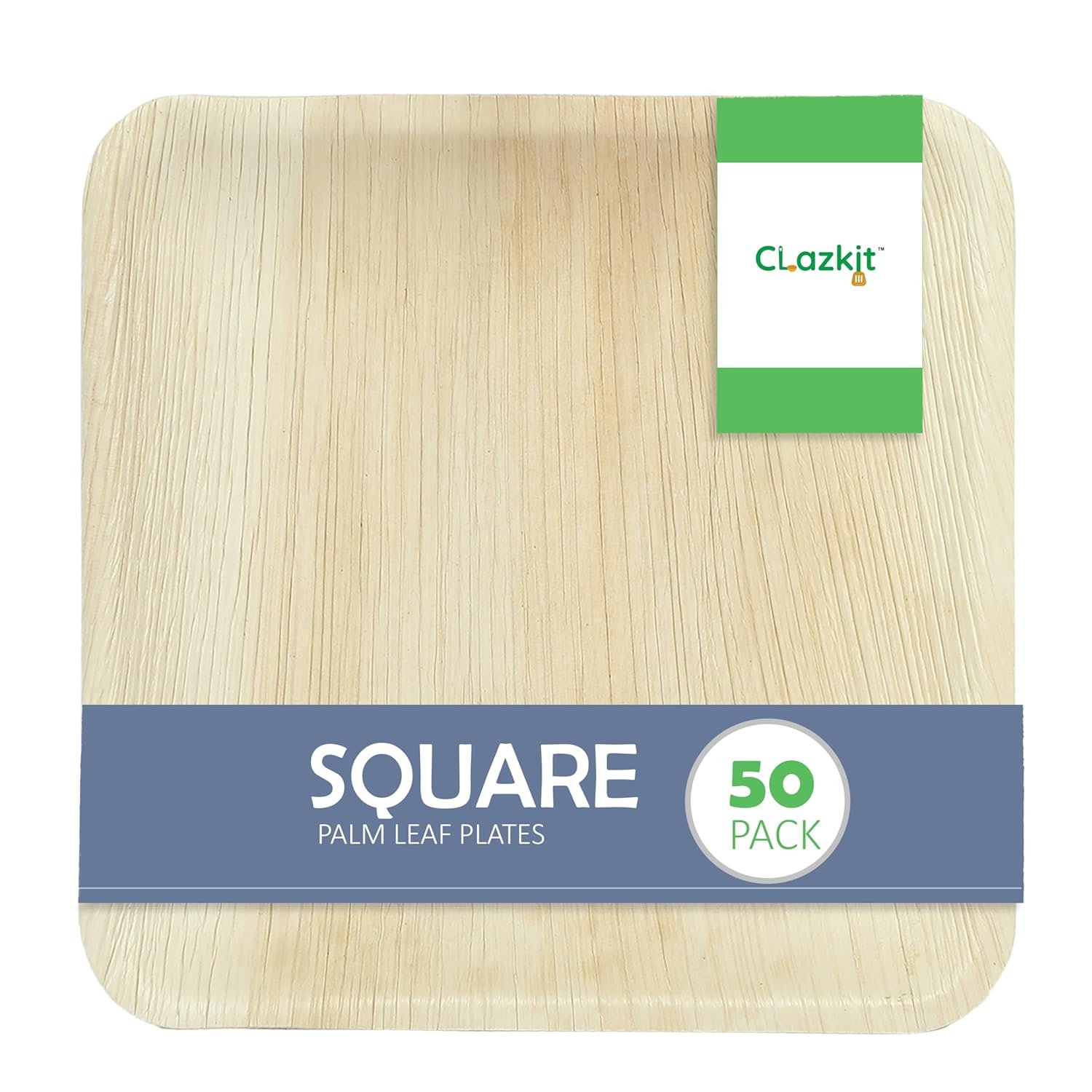 Clazkit 50 Pack Areca Square Palm Leaf Plates| Like Wooden Bamboo | Eco Friendly, Biodegradable, Use and Throw Small Dona | for Serving Pasta, Soup & Snacks | Birthday, Wedding & Party (6"