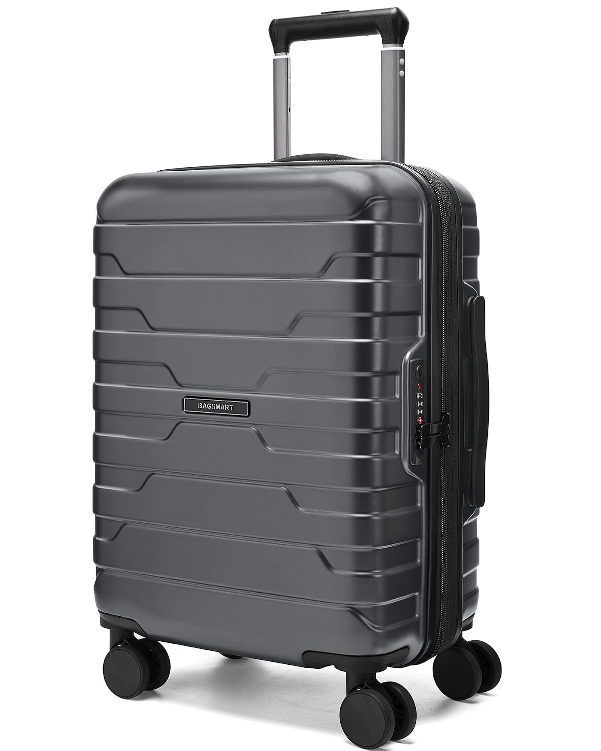 BAGSMART Carry On Luggage Airline Approved with Spinner Wheels, Silver Gray, 20 inch