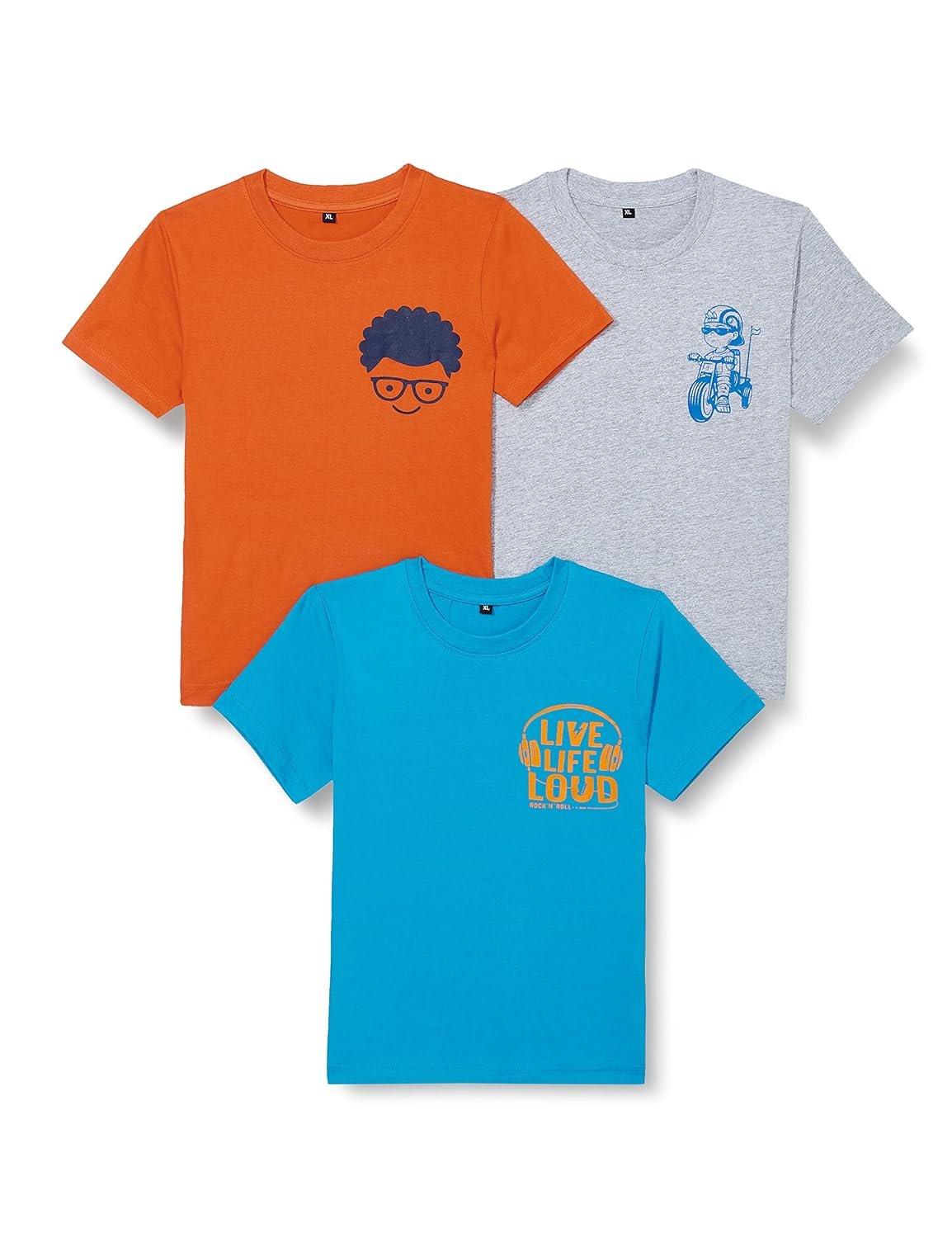 T2F Boy's Cotton Solid Regular Fit T-Shirt (Pack of 3)