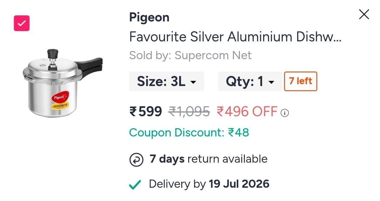 Buy Pigeon Favourite Silver Aluminium Dishwasher Safe Induction Outer Lid Pressure Cooker 3 L -  - Home for Unisex