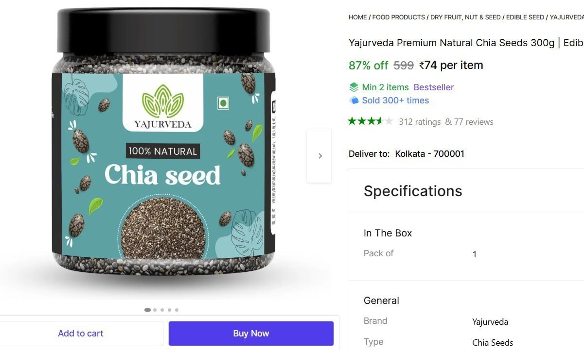 Yajurveda Premium Natural Chia Seeds 300g | Edible Chia Seeds | Rich in Protein Chia Seeds Price in India - Buy Yajurveda Premium Natural Chia Seeds 300g | Edible Chia Seeds | Rich in Protein Chia See