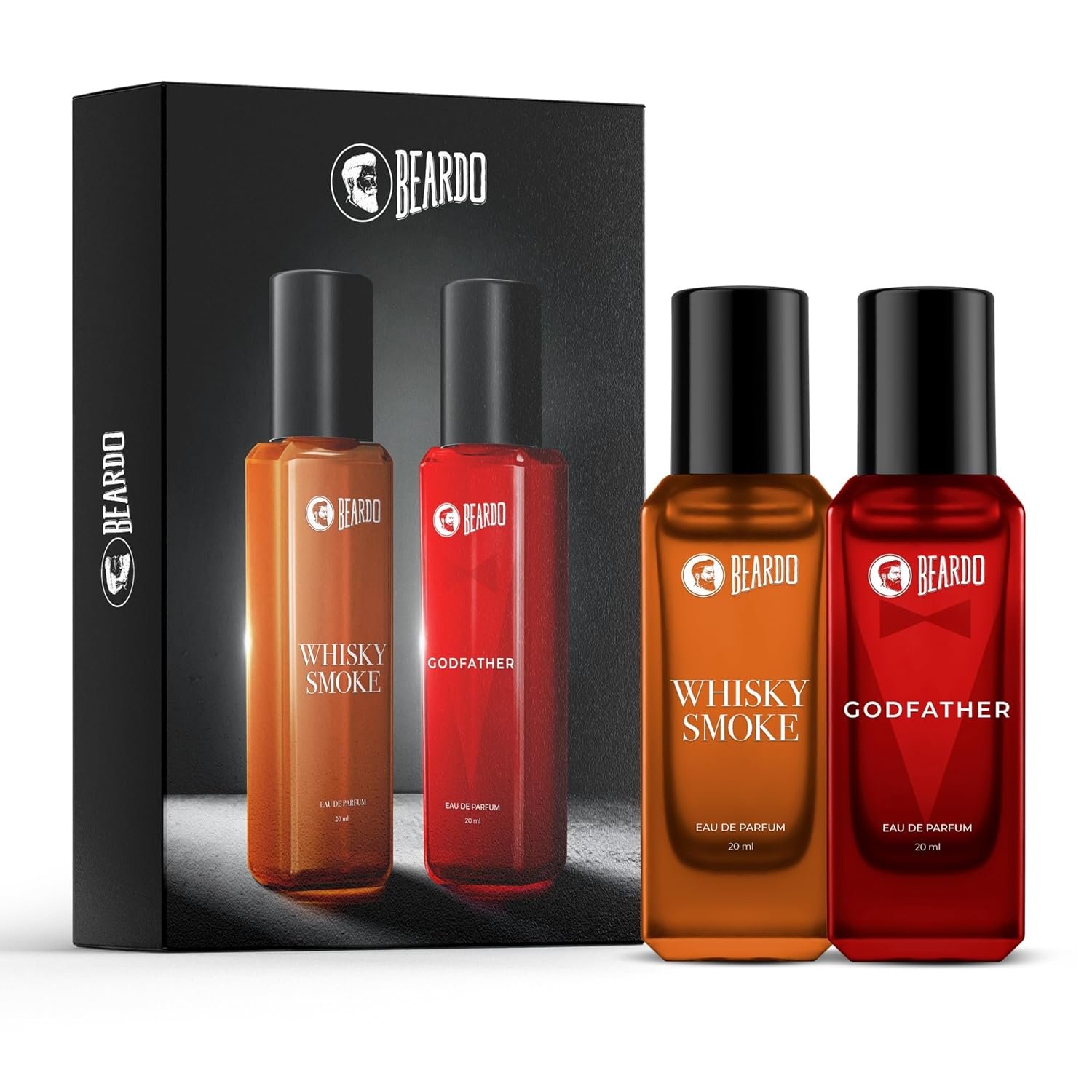 Beardo Whisky Smoke & Godfather Perfume Combo (20 ml x 2) | Spicy, Woody - Oudh Notes of Whisky Smoke & Aromatic, Spicy Notes of Godfather | Lasting Mens Perfume | Ideal gift for men