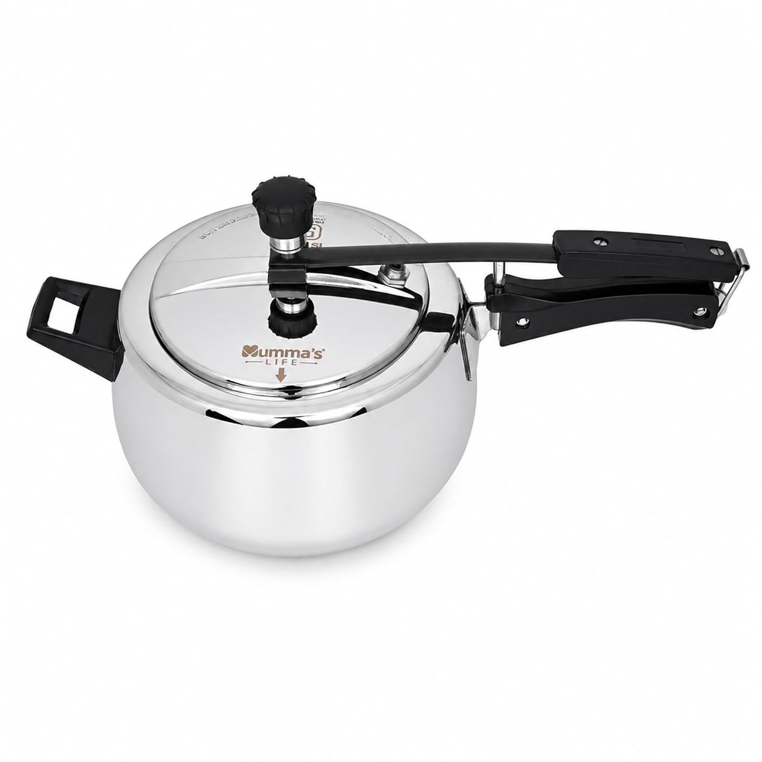Mumma's LIFE Cooker 3 ltr | Heavy-Duty Silver Pressure Cooker with Inner Lid | Cool-Touch Handles | ISI Certified Lock System | Induction & Gas Stove Compatible