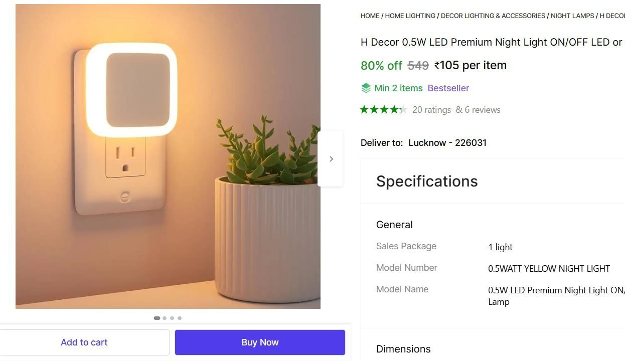 H Decor 0.5W LED Premium Night Light ON/OFF LED or bedroom office living room Night Lamp Night Lamp Price in India - Buy H Decor 0.5W LED Premium Night Light ON/OFF LED or bedroom office living room N