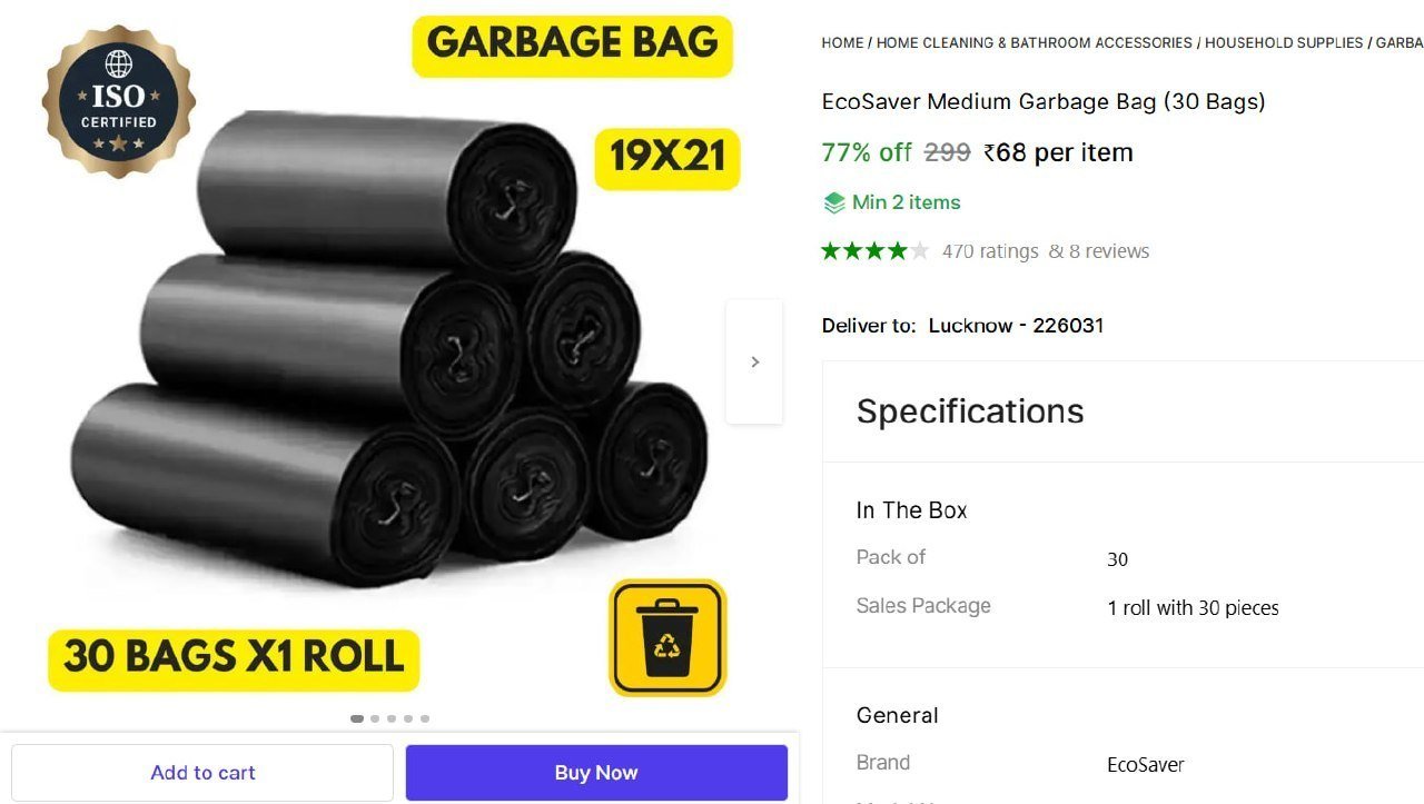 EcoSaver Medium Garbage Bag Price in India - Buy EcoSaver Medium Garbage Bag online at Shopsy.in