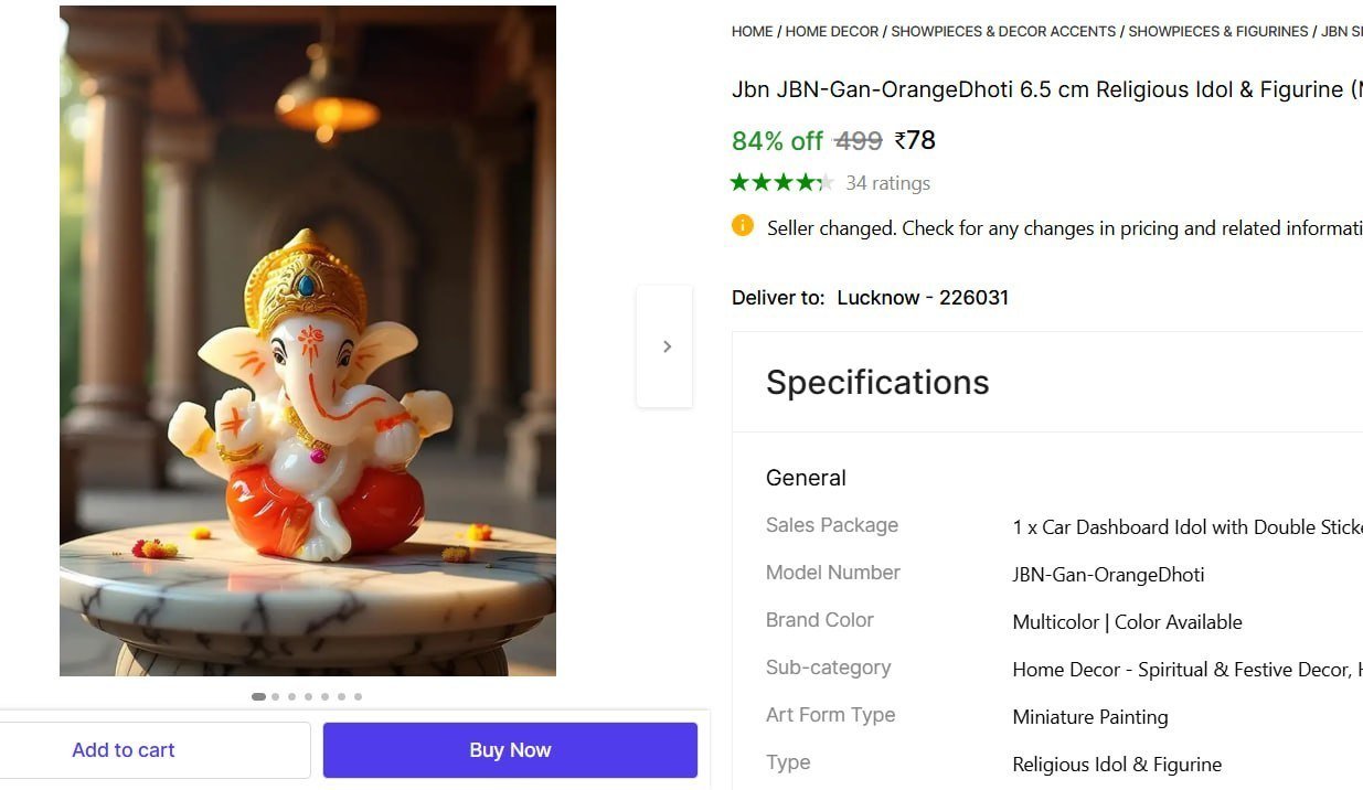 Jbn JBN-Gan-OrangeDhoti 6.5 cm Religious Idol & Figurine Price in India - Buy Jbn JBN-Gan-OrangeDhoti 6.5 cm Religious Idol & Figurine online at Shopsy.in