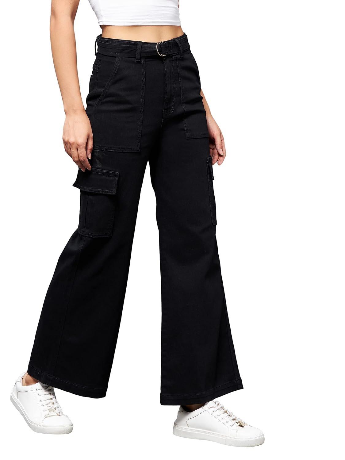 Dolce Crudo Women's Wide-Leg High-Rise Regular-Length Stretchable Denim Jeans