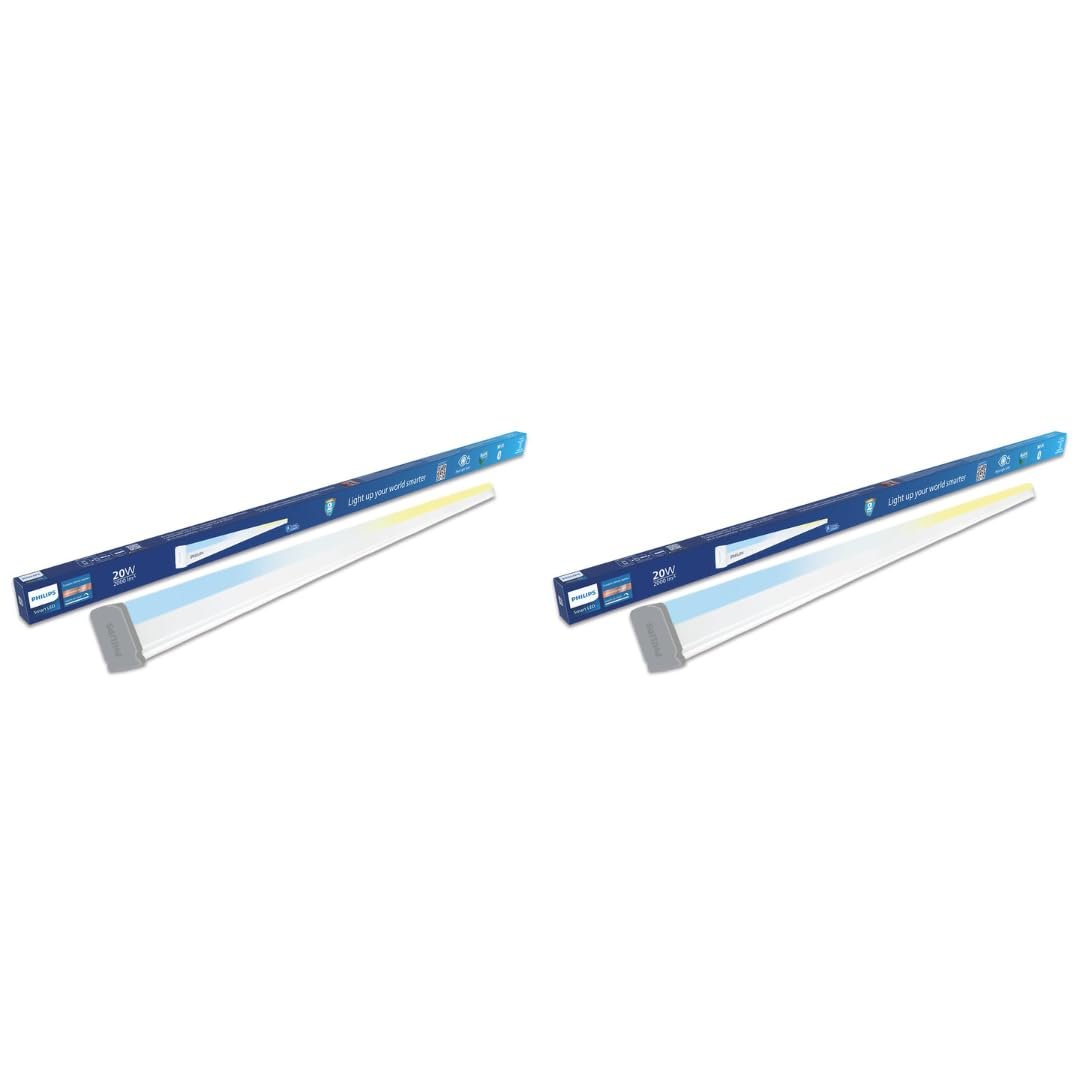 Philips 20W Smart Wi-Fi Tunable White LED Batten Light | App & Voice Control via Alexa & Google Assistant | Energy Efficient Smart Tube Light for Home | Pack of 2