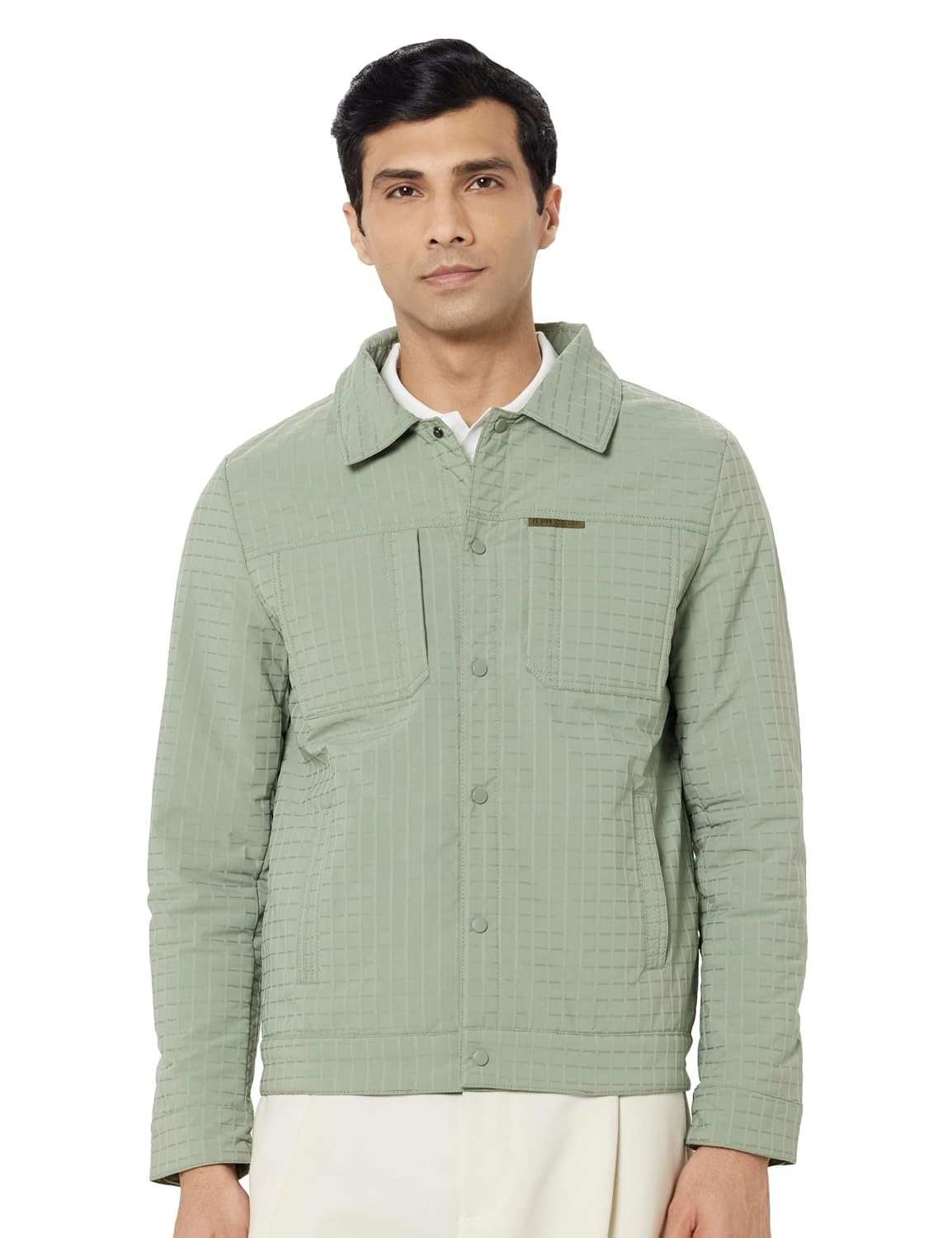 Qube By Fort Collins Men's Regular Fit Lightweight Winter Jacket - Textured Fabric, Warm & Stylish Outerwear