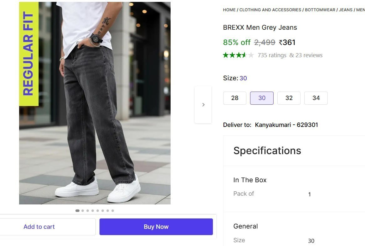 BREXX Men Grey Jeans Price in India - Buy BREXX Men Grey Jeans online at Shopsy.in