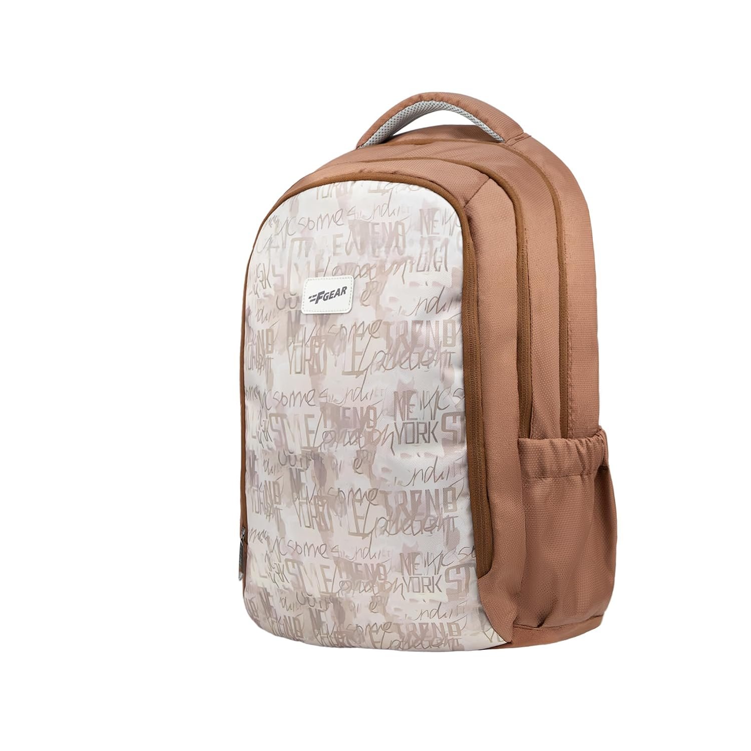 F Gear Shinra Mocha Mousse 34L School Backpack|3 Compartments|Airflow Padded Back Panel|Ergonomic, Lightweight & Durable with water Bottle Holders|Ideal for School, College, Office Travel & Da