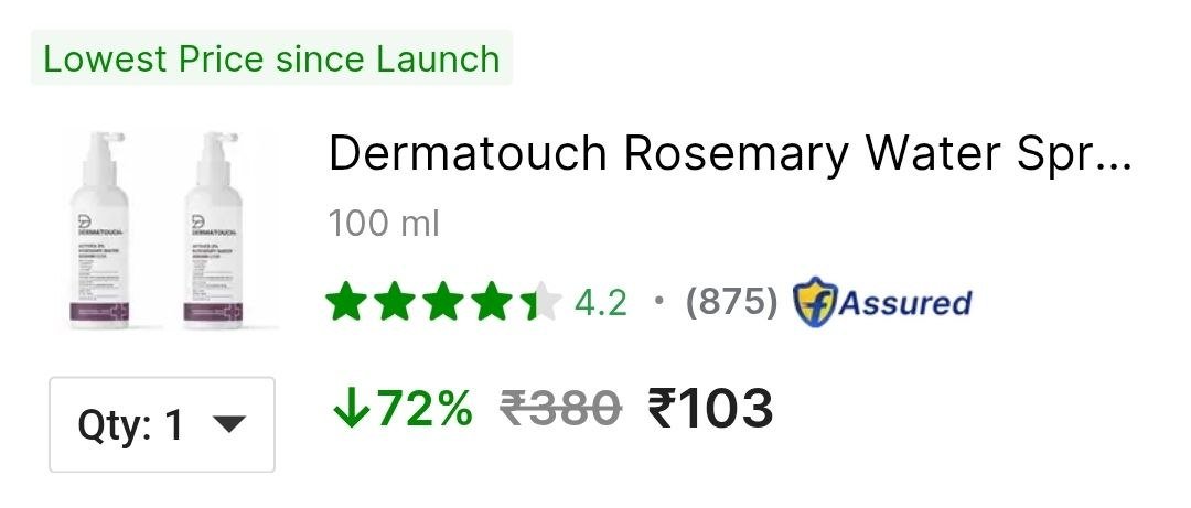 Dermatouch Rosemary Water Spray For Hair Growth | Advance 2% Actives Rosemary, Redensyl - Price in India, Buy Dermatouch Rosemary Water Spray For Hair Growth | Advance 2% Actives Rosemary, Redensyl On
