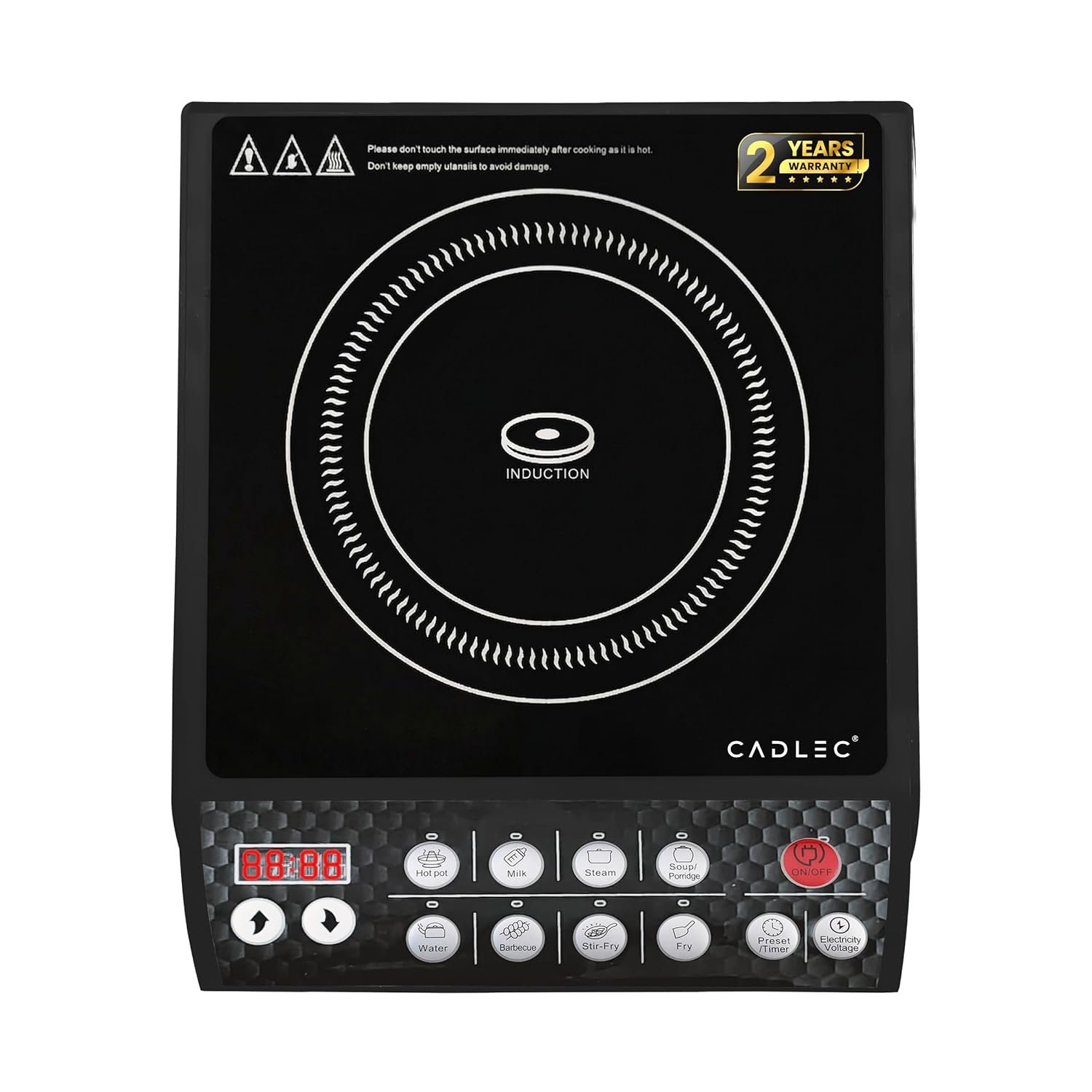 Cadlec CookFusion_5 2000W Induction Cooktop | 8 Cooking Modes, Auto Shut-Off, Over-Heat Protection, LED Display, BIS Approved, 2-Year Warranty | Black