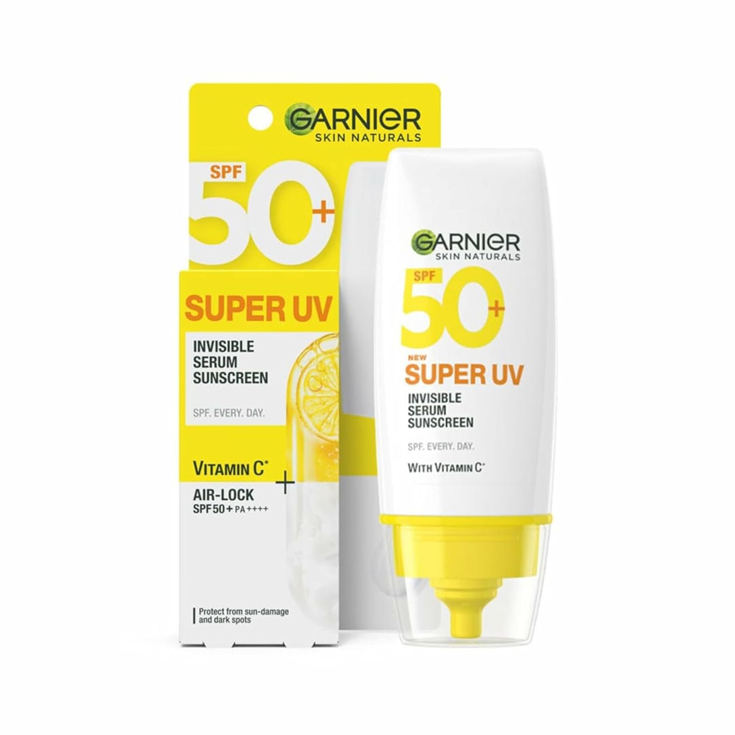 Garnier Super UV Invisible Serum Sunscreen SPF 50 PA++++ UVA/B, 30ml | SPF 50 PA++++ UVA/B for Broad Spectrum | Lightweight with Vitamin C | In-Vivo tested | For All Skin Types | For Men & Women