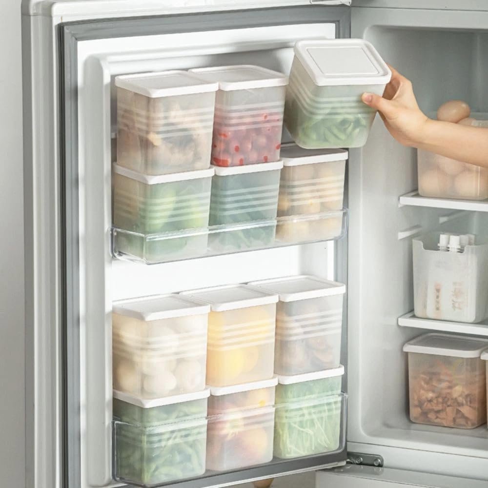 Xiran Fridge Storage Containers, Storage Box for Kitchen, Refrigerator Organizer Containers, Kitchen Accessories Items for Home, Fridge Storage Boxes (Pack of 6, 1200Ml)
